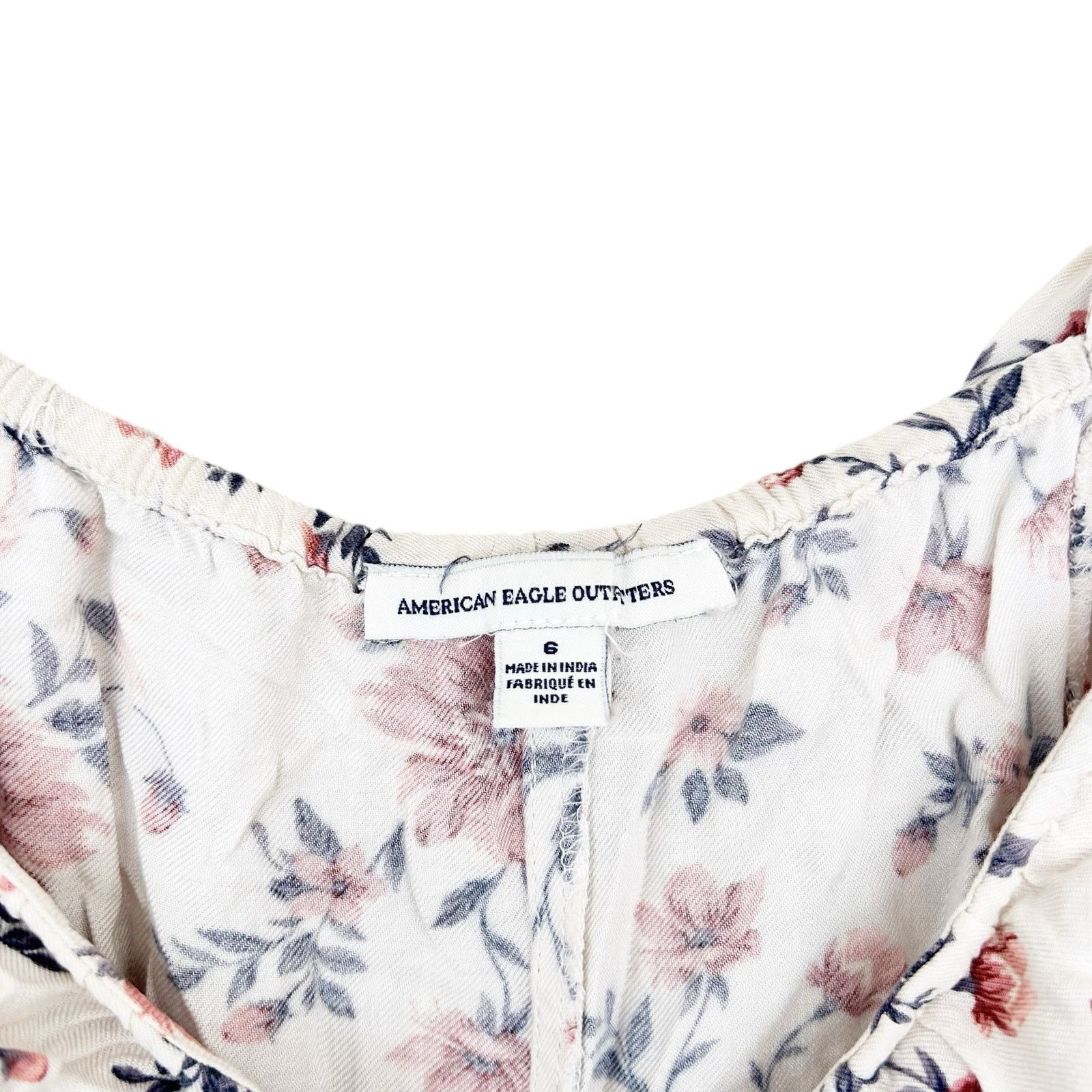 American Eagle Outfitters American Eagle Cream Pink Floral Ruffle Top Dress Sz 6 Size M / US 6-8 / IT 42-44 - 2 Thumbnail