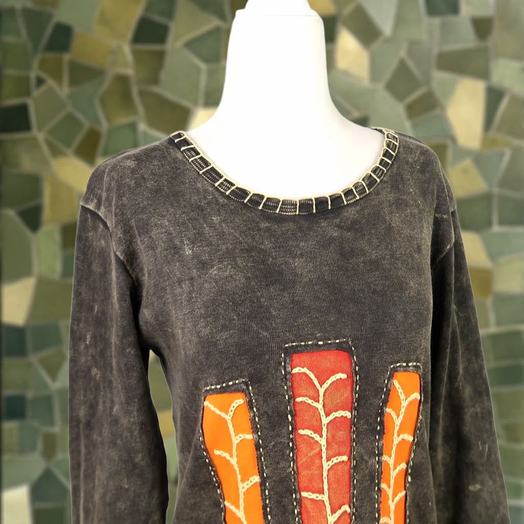 Vintage Vintage Y2K black stone washed hippy plant long sleeve Shirt M Size M / US 6-8 / IT 42-44 - 1 Thumbnail