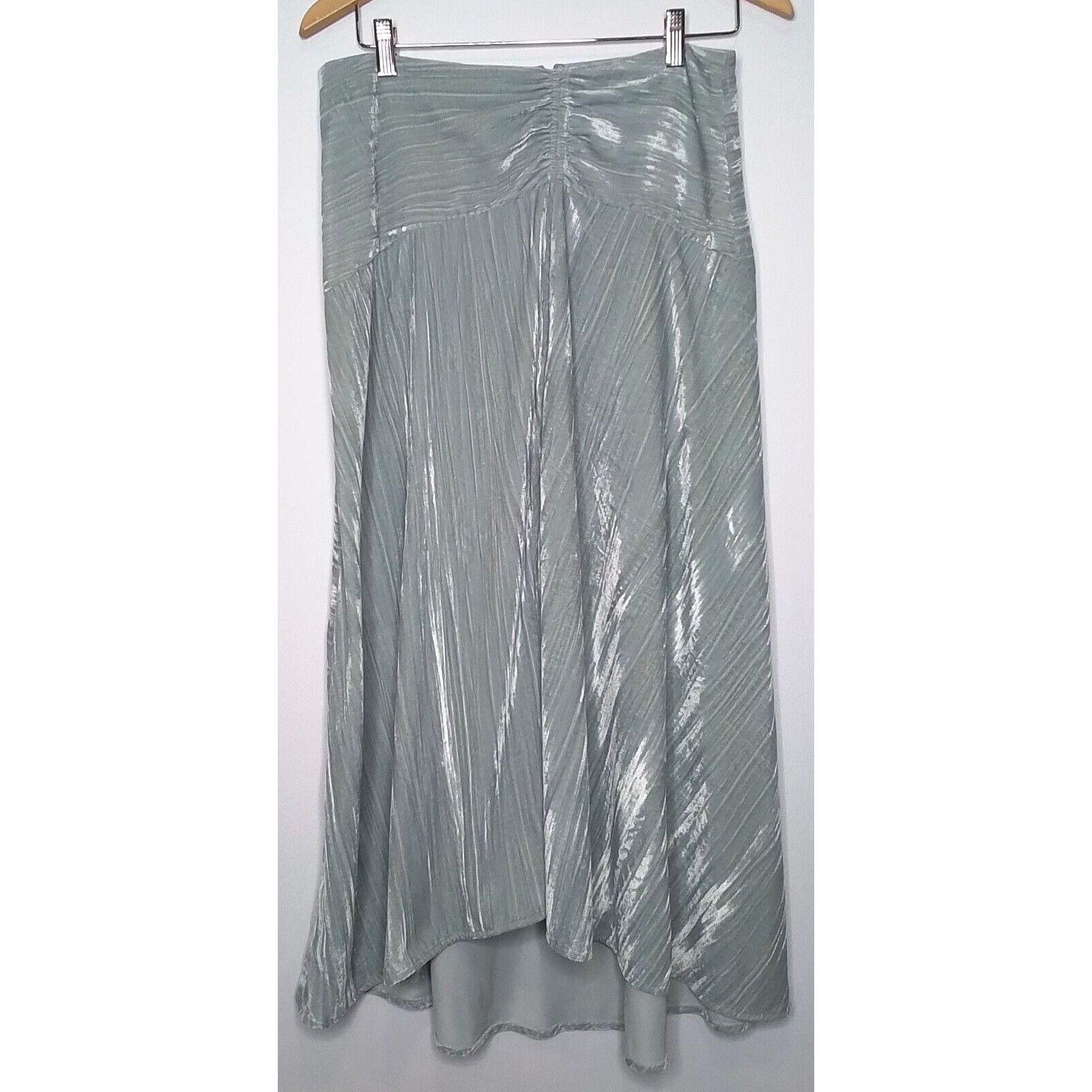 Vince Vince Velvet Skirt Women's 6 Sage Green Ruched Asymmetric Size 28" / US 6 / IT 42 - 2 Thumbnail