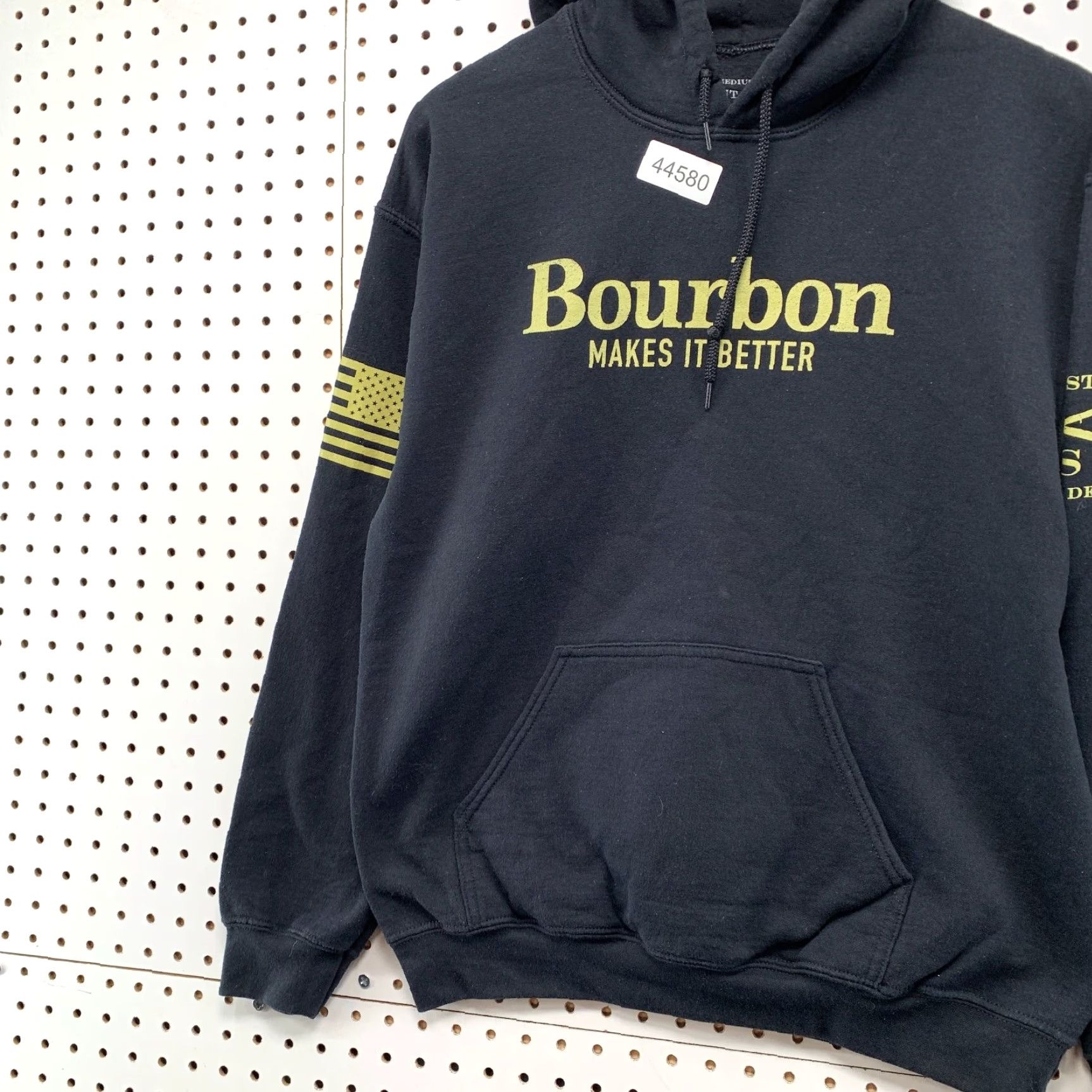 Vintage Grunt Style Sweatshirt Mens Medium Hoodie Black Boubon Makes It Better USA Flag Size US M / EU 48-50 / 2 - 3 Thumbnail