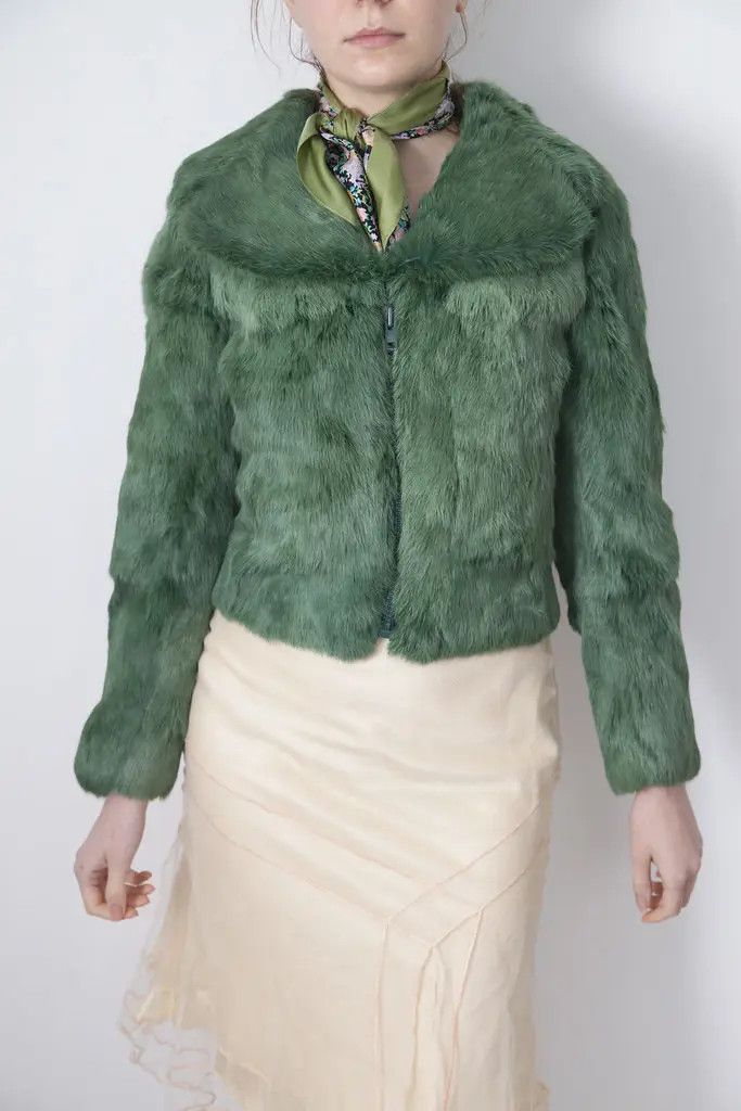 Vintage 1980's cute green fur jacket Size S / US 4 / IT 40 - 9 Thumbnail
