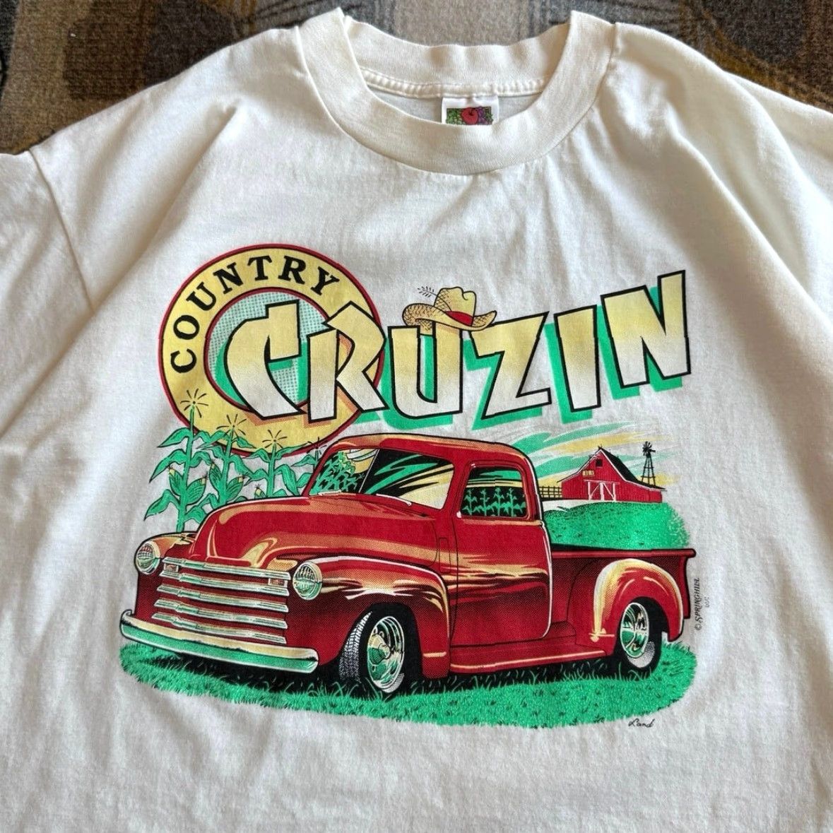 Fruit Of The Loom VINTAGE 90s Country Cruzin Farm Truck T-Shirt XL White Regular Short Sleeve Men Farming Size US XL / EU 56 / 4 - 2 Thumbnail
