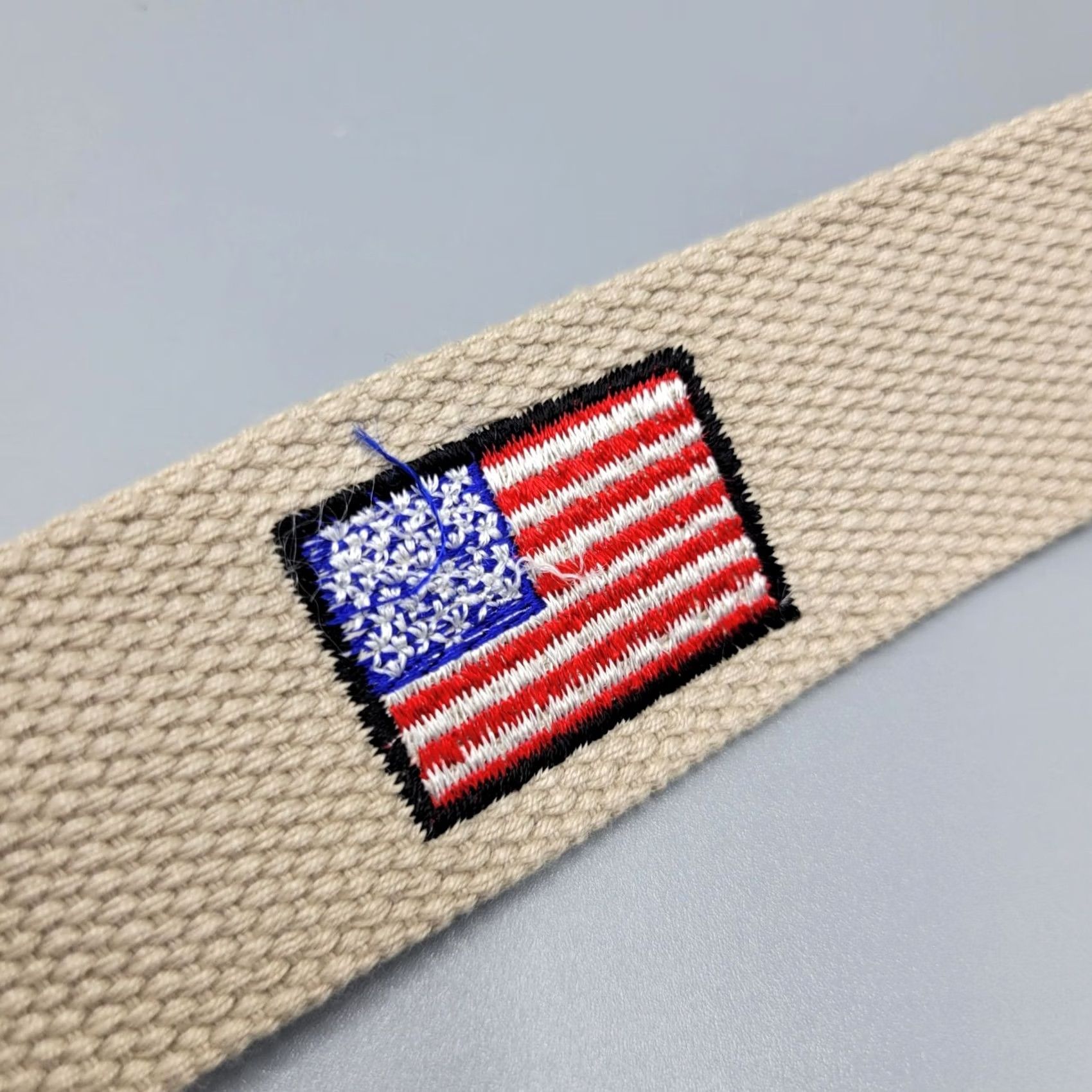 Vintage USA Flag Belt Canvas Adjustable Metal Buckle 42" Long Embroidered Beige Unisex Adults Men Women Shirts? Size 42 - 5 Thumbnail
