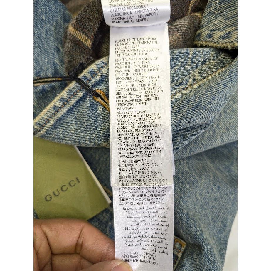 Gucci o1rshd1 Organic Denim Check Jacket in Light Blue/Mix Size US L / EU 52-54 / 3 - 17 Thumbnail