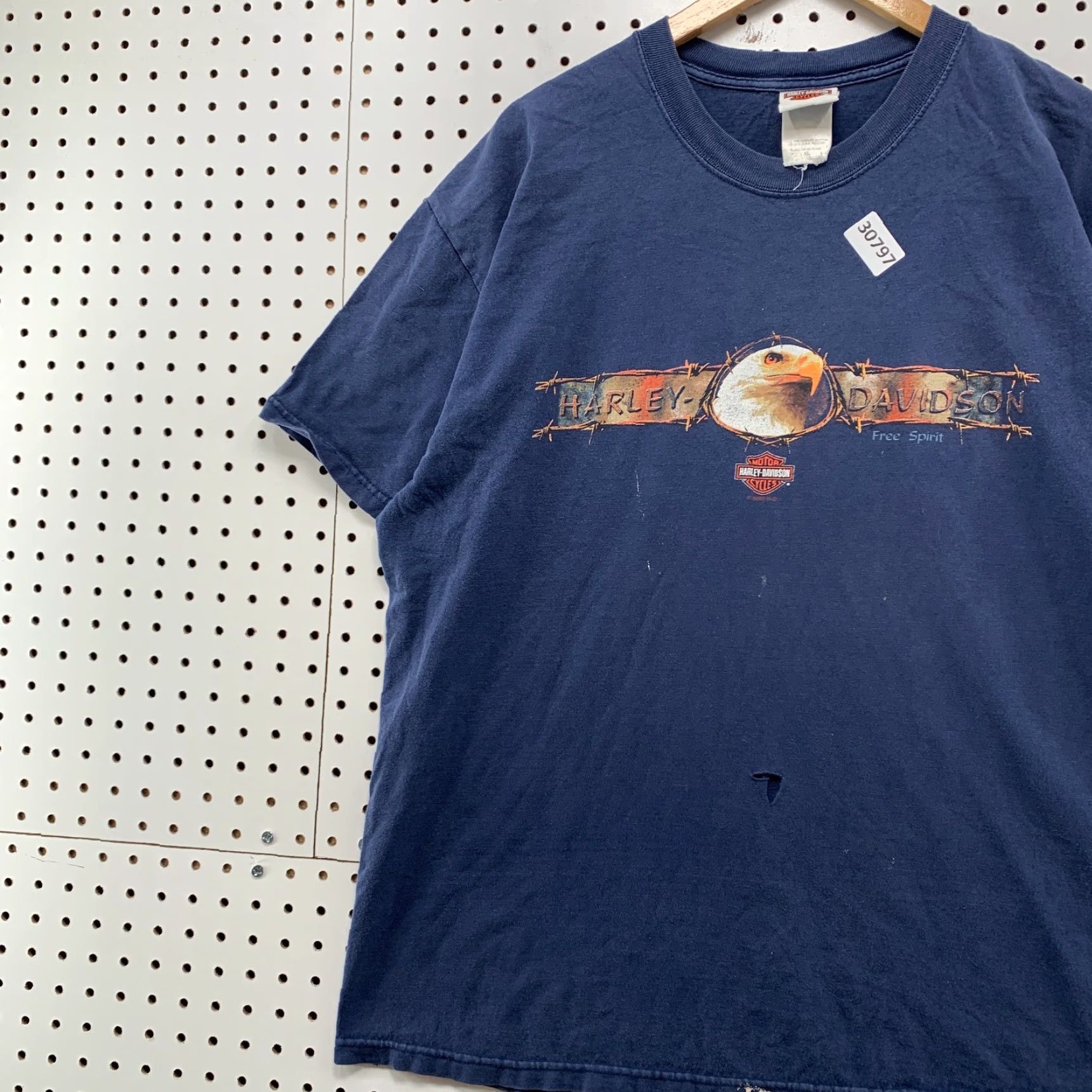 Harley Davidson Harley-Davidson Motorcycle Eagle Shirt Mens XL Blue Distressed Flame 23.5X30 Size US XL / EU 56 / 4 - 3 Thumbnail