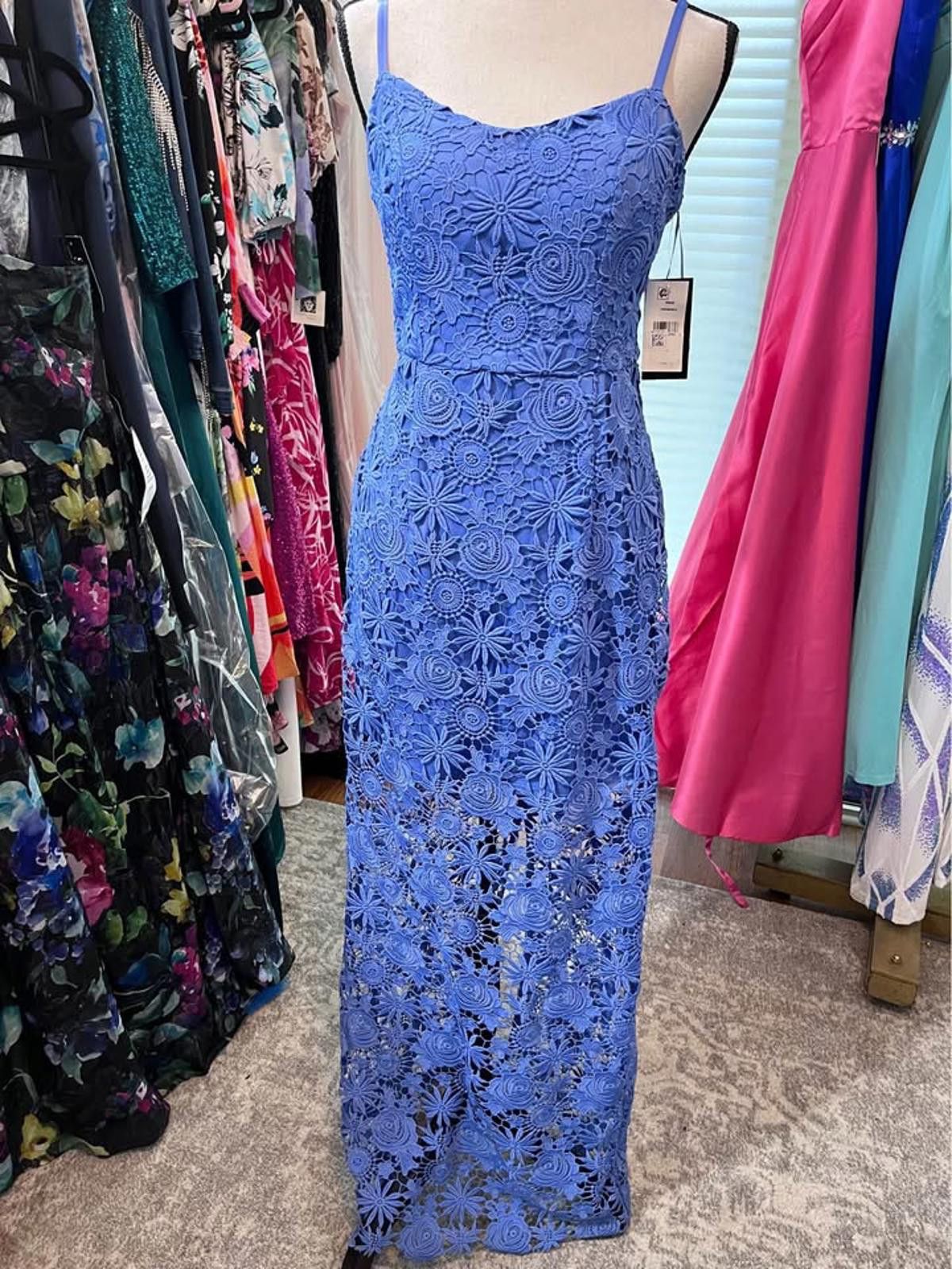 Ann Taylor Size 6 embroidered blue gown by Taylor Size L / US 10 / IT 46 - 2 Thumbnail