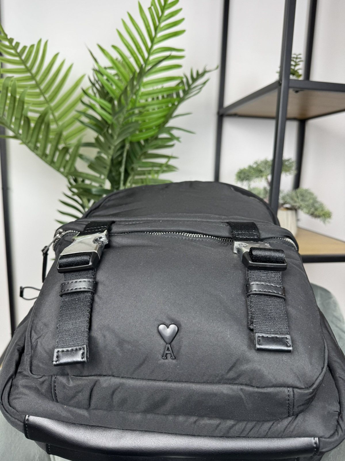 AMI × Designer AMI Paris Ami de Coeur Backpack Black OS Unisex Neylon Size ONE SIZE - 6 Thumbnail