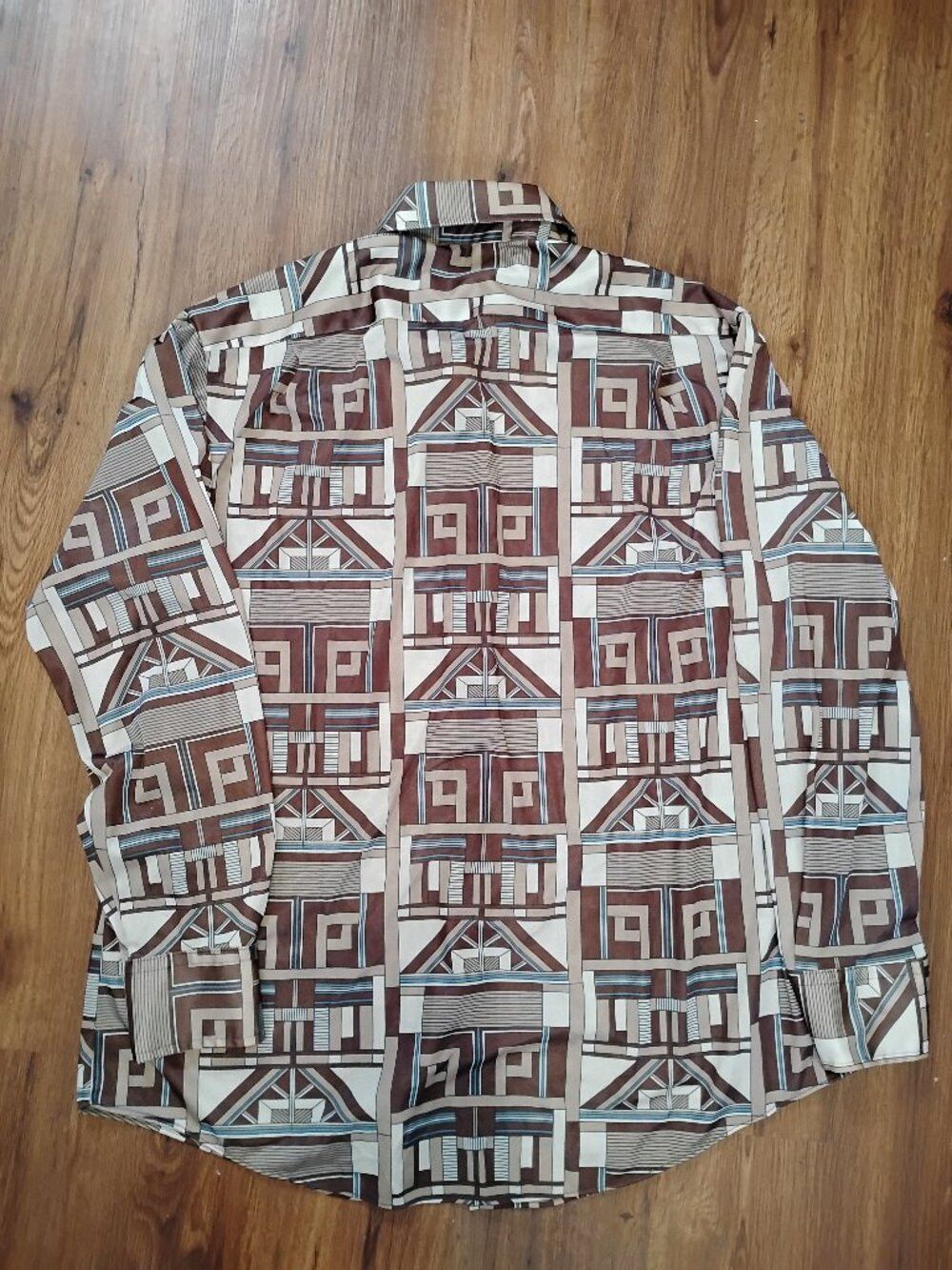 Other Vintage King Sport Geometric Art Deco Polyester Disco Shirt Size US XL / EU 56 / 4 - 4 Thumbnail