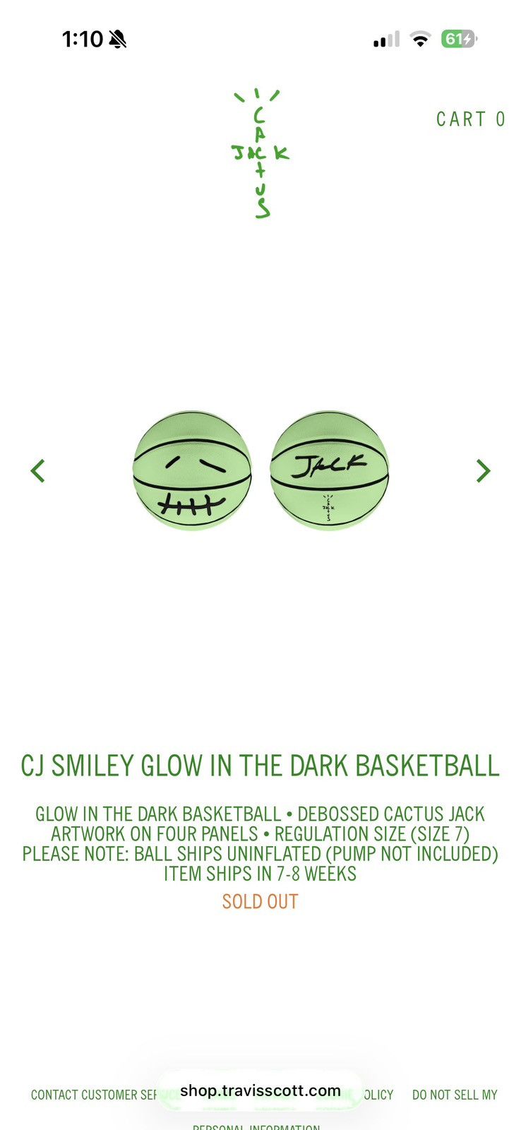 Travis Scott CJ Smiley Glow In The Dark Basketball | Grailed