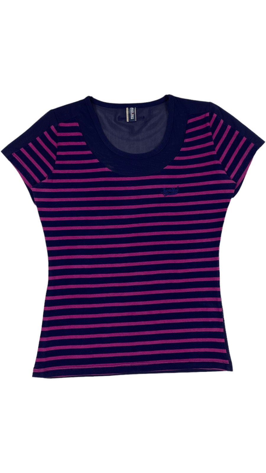 Jean Paul Gaultier 🔥LASTDROP🔥 Y2K Mesh JPG Script Logo Iconic Striped Tee Size S / US 4 / IT 40 - 1 Thumbnail