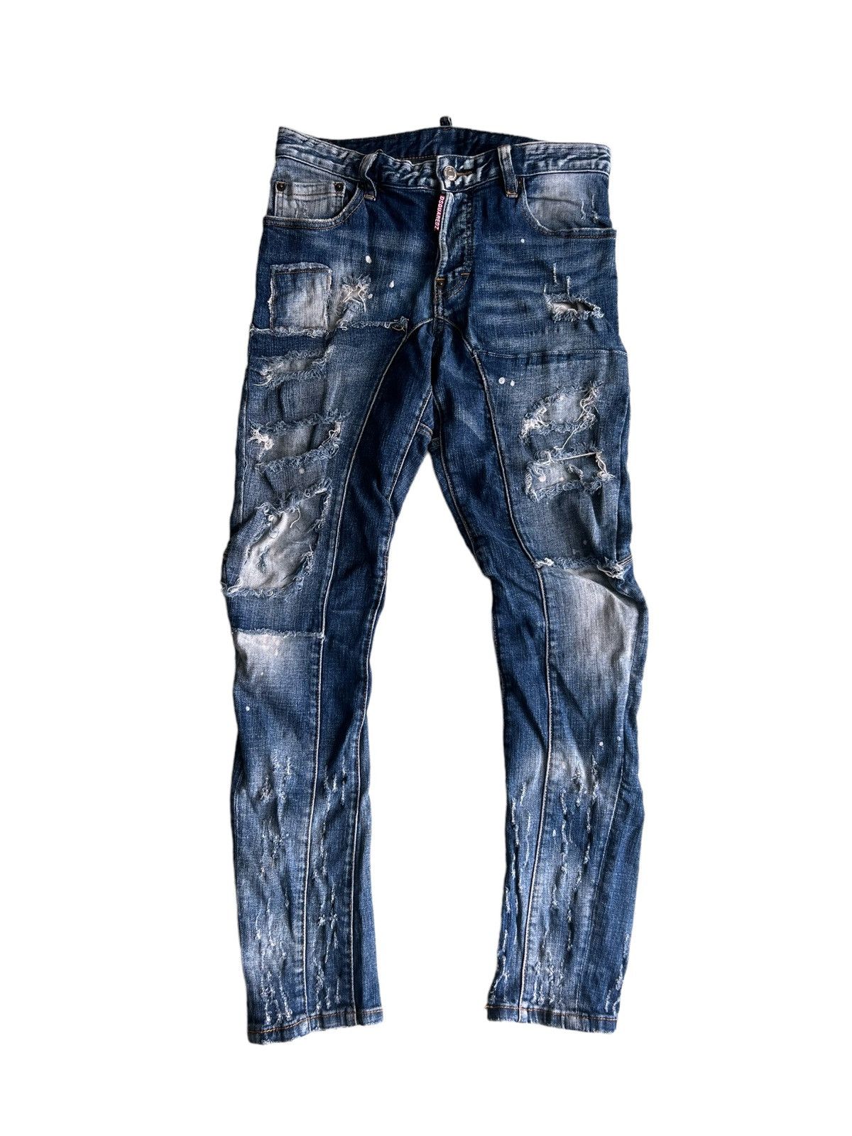 Dsquared2 × Purple DSQUARED2 Beautiful Patchwork Distressed Skinny Biker Jean Size US 29 - 2 Thumbnail