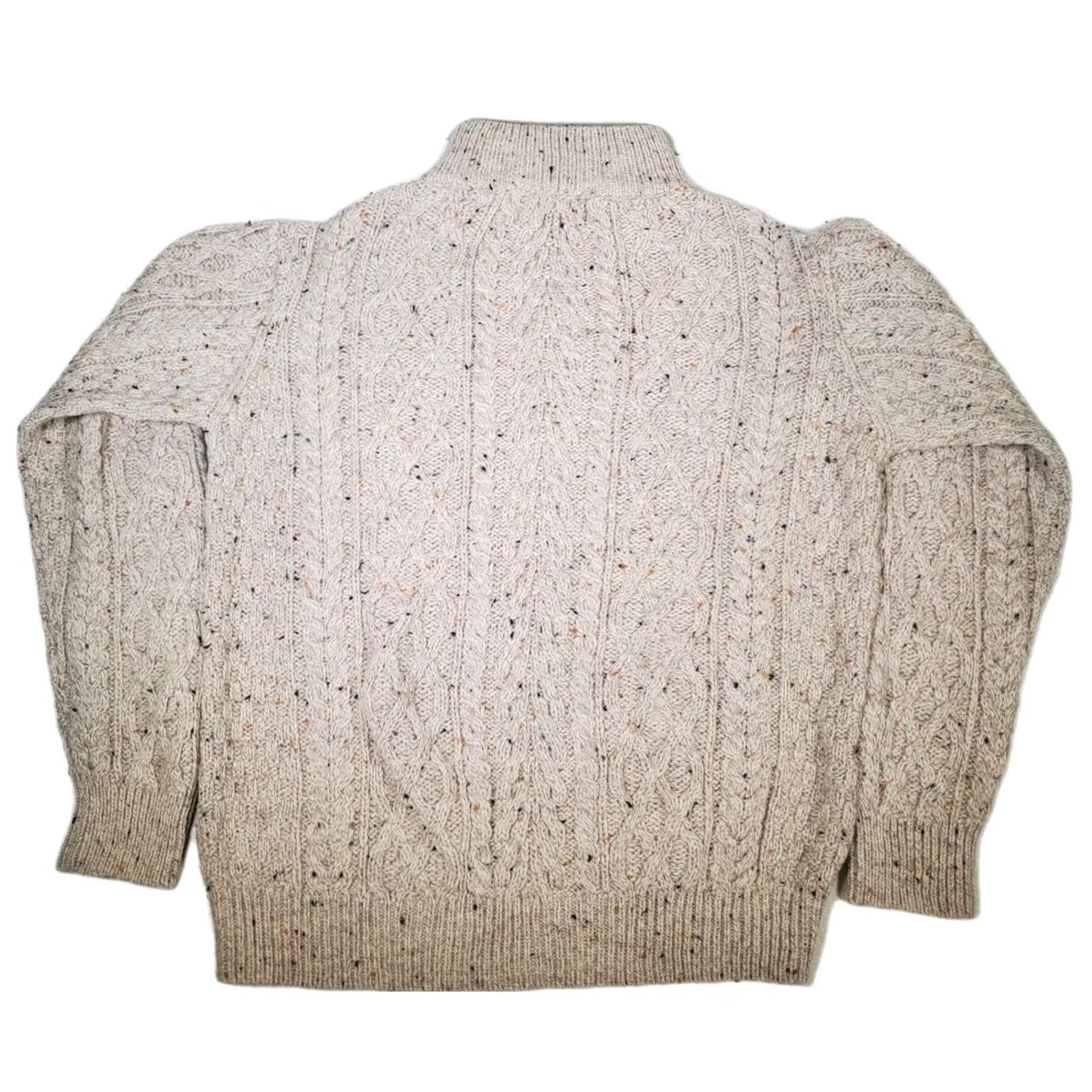 Vintage Aran Crafts Signature Half Zip Irish Wool Sweater Beige 100% Merino Mens M Size US M / EU 48-50 / 2 - 3 Thumbnail