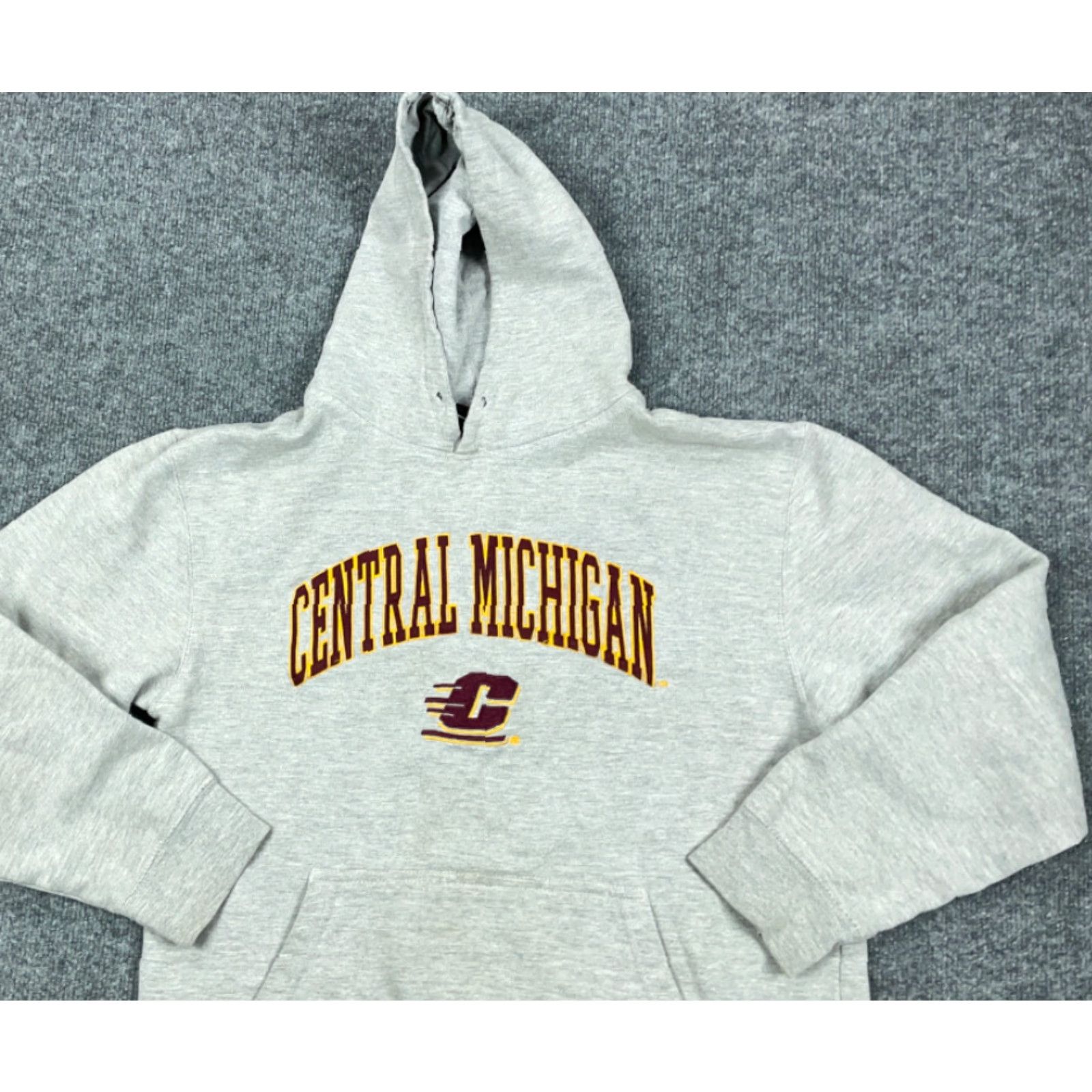 Vintage Genuine Stuff Central Michigan University Embroidered Hoodie Adult Small Gray Cotton Blend Pullover Graphic Print College University 80s 90s Mens Size US S / EU 44-46 / 1 - 3 Thumbnail