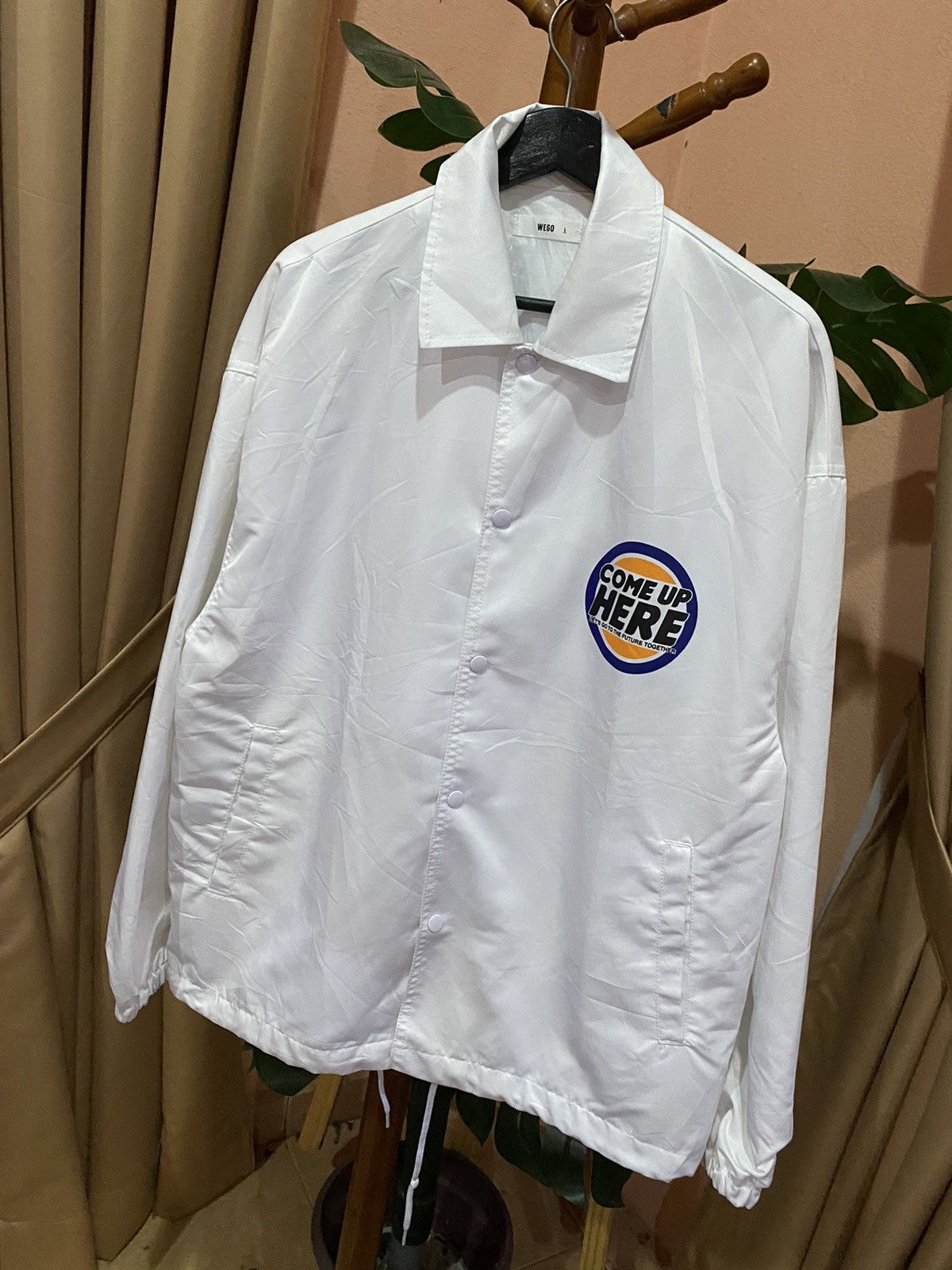 Japanese Brand WEGO “Come Up Here” Jacket Modern Casual White Coach Jacket Size US L / EU 52-54 / 3 - 8 Thumbnail