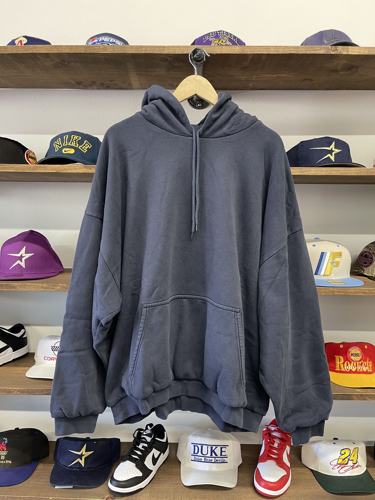 image of Yeezy Gap Navy Hoodie in Navy Blue, Men's (Size Large)