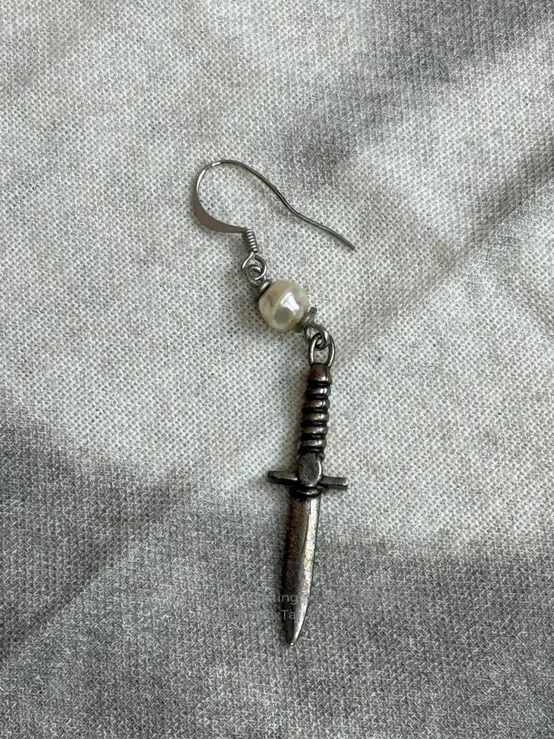 Dries Van Noten Sword Pearl Stud Earrings