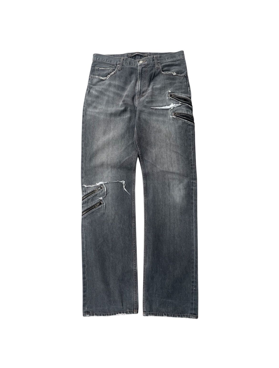 Archive PPFM Distressed Multi-Zipper Denim
