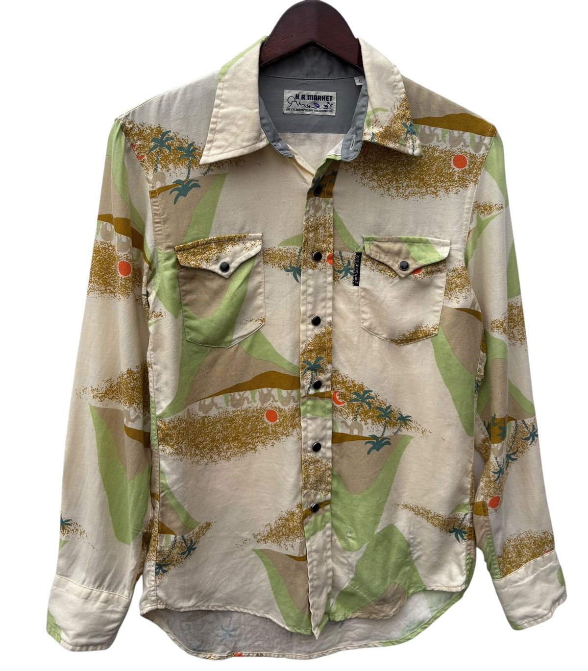 HOLLYWOOD RANCH MARKET H R Market All Over Print Rayon Pearl Snap Button Shirt Size US XS / EU 42 / 0 - 2 Thumbnail