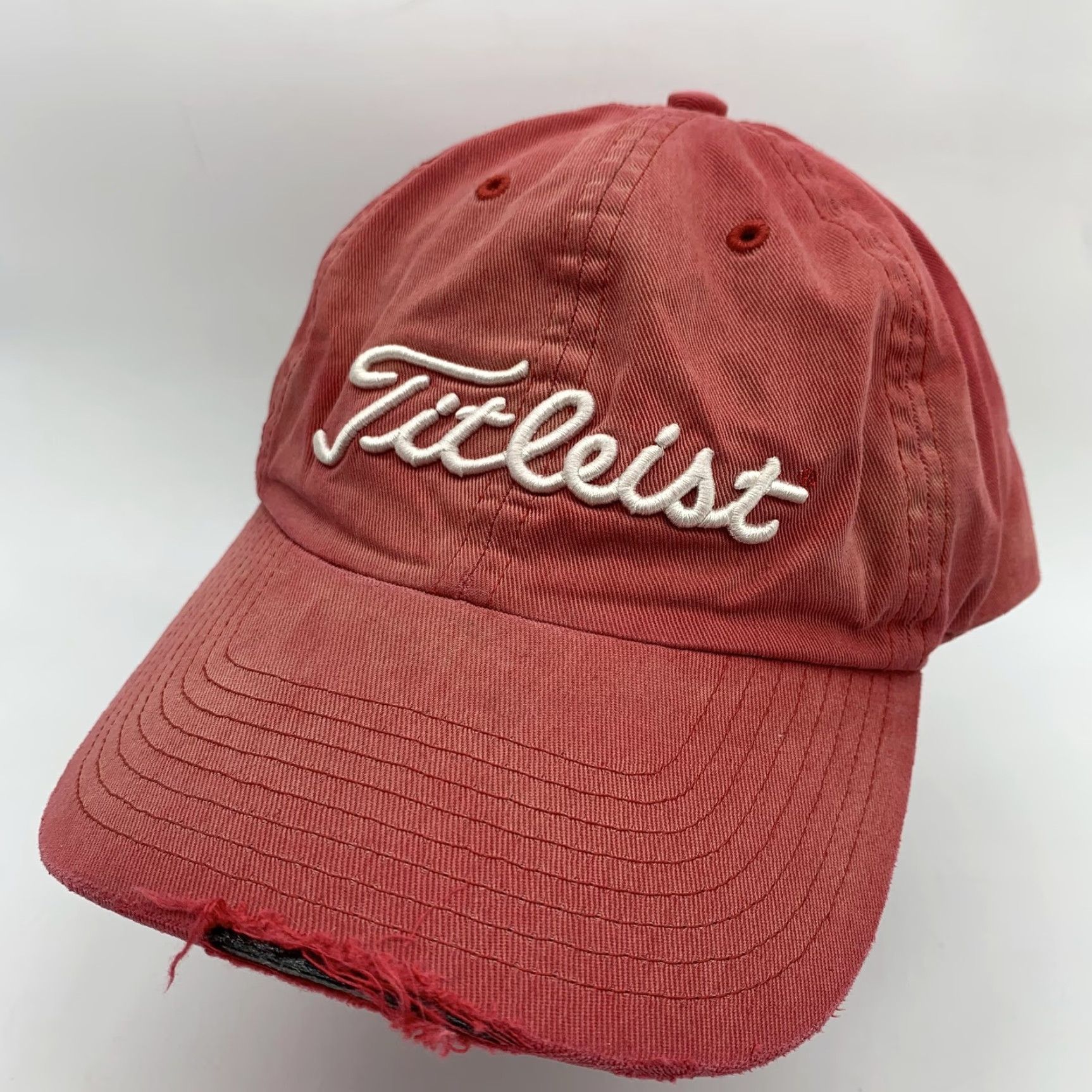 Titleist Titleist Hat Cap Fitted Mens Medium Red Twill Baseball Sports Golf Logo Size ONE SIZE - 2 Thumbnail