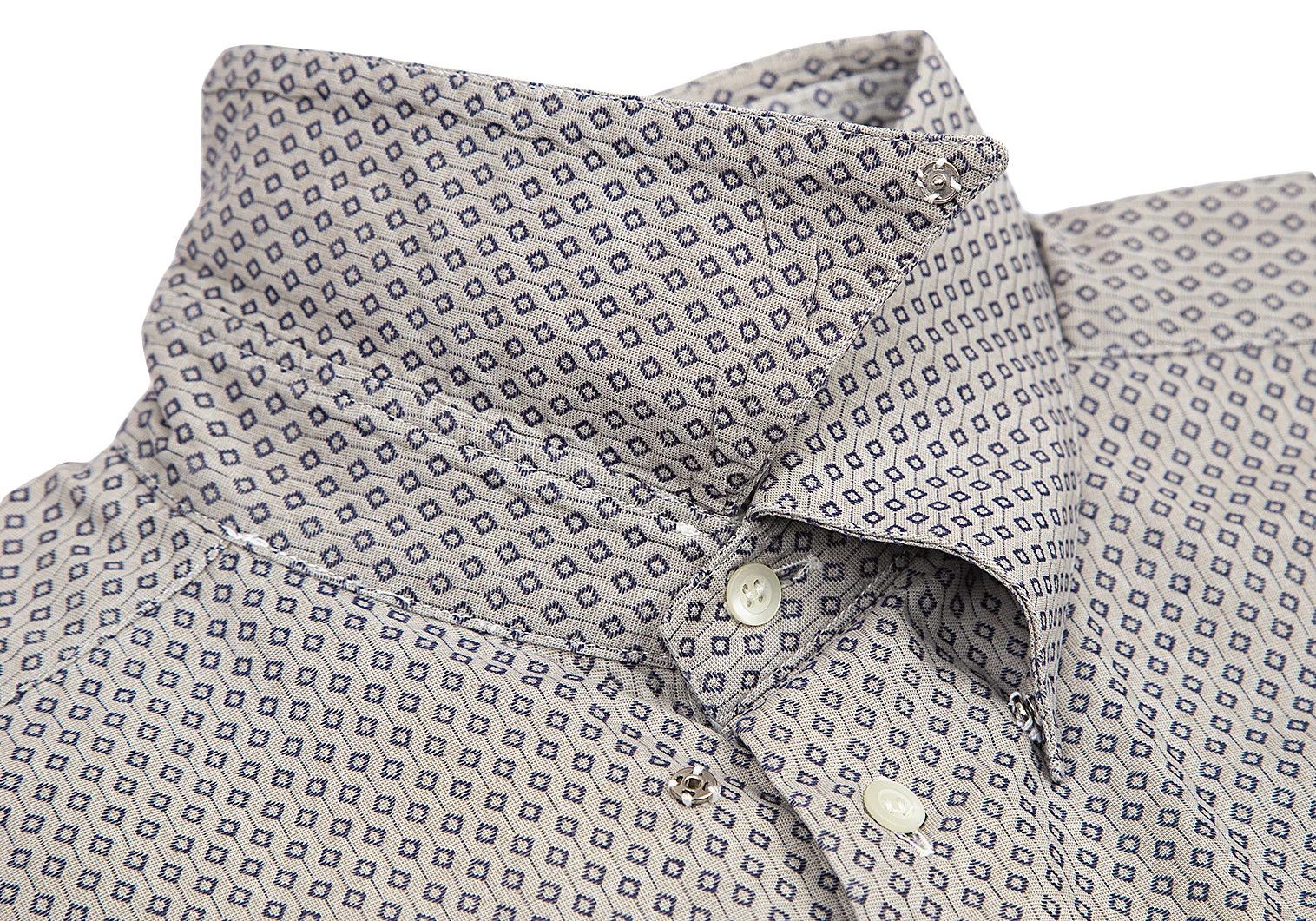 Emporio Armani Button-Down Shirt with Pattern in Gray and Navy, Size L Size US L / EU 52-54 / 3 - 5 Thumbnail
