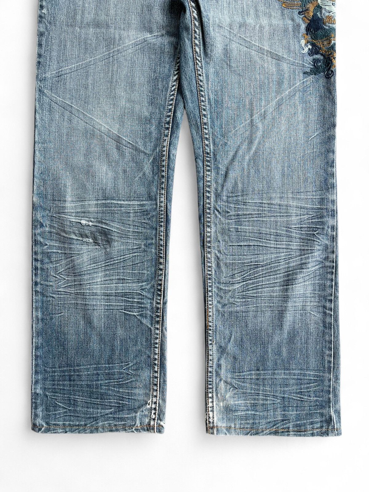Japanese Brand DAPPER Light Blue STRAIGHT Jeans w/ Unique Embroidery Size US 30 / EU 46 - 5 Thumbnail