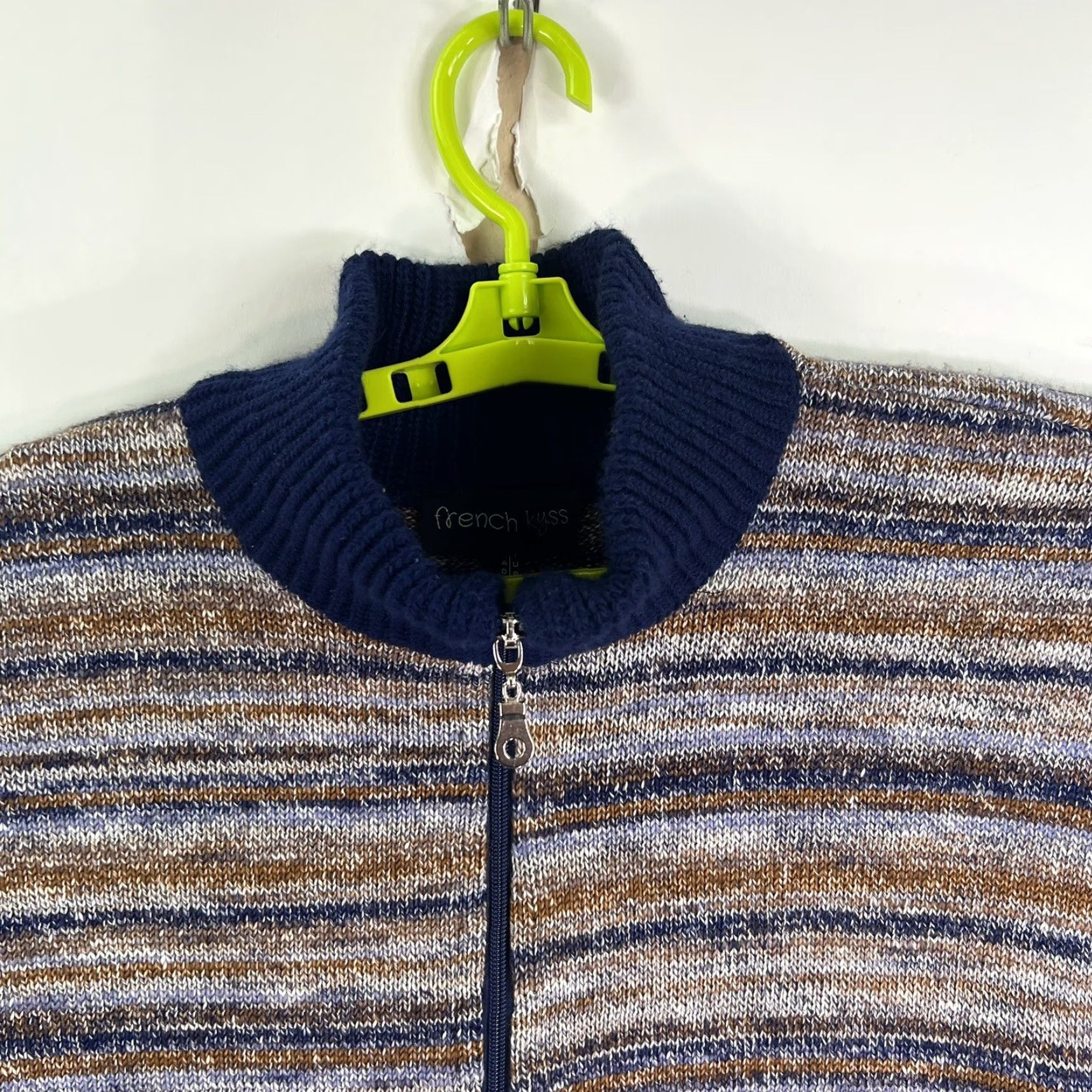 Vintage French Kyss Shawl Striped Sweater Vest Size M / US 6-8 / IT 42-44 - 3 Thumbnail
