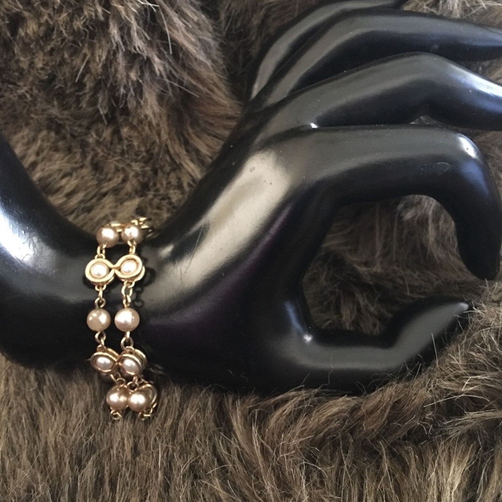 Jewelry Vintage 50s Goldette NY pearl gold tone bracelet Size ONE SIZE - 2 Thumbnail