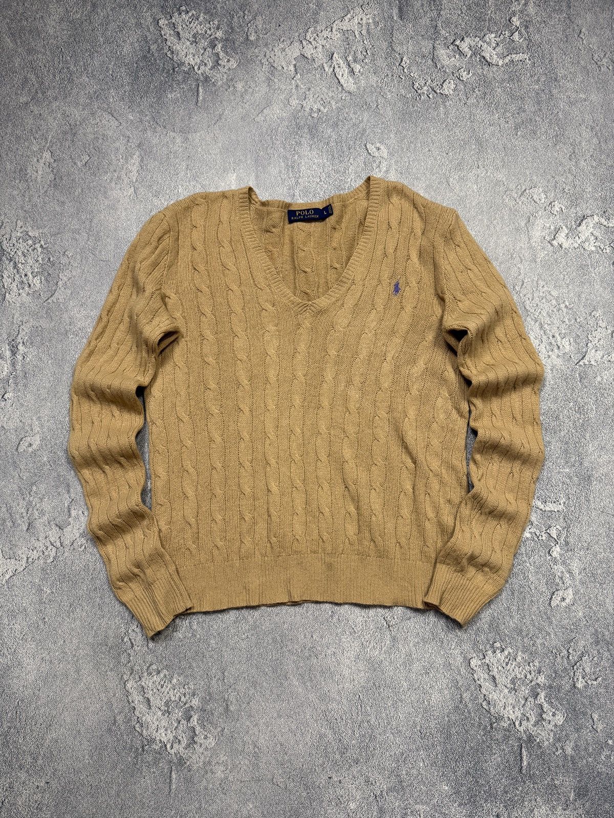Polo Ralph Lauren Polo Ralph Lauren V-Neck Cable Knitwear Sweater Vintage Size US L / EU 52-54 / 3 - 1 Thumbnail