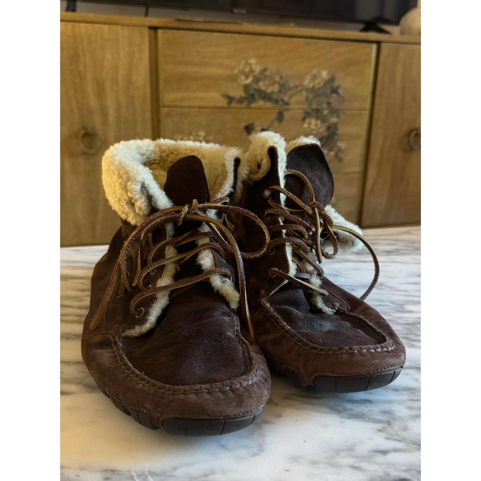 Ralph Lauren Ralph Lauren Men's Brown Suede Shearling-Lined Boots Size US 11 / EU 44 - 2 Thumbnail