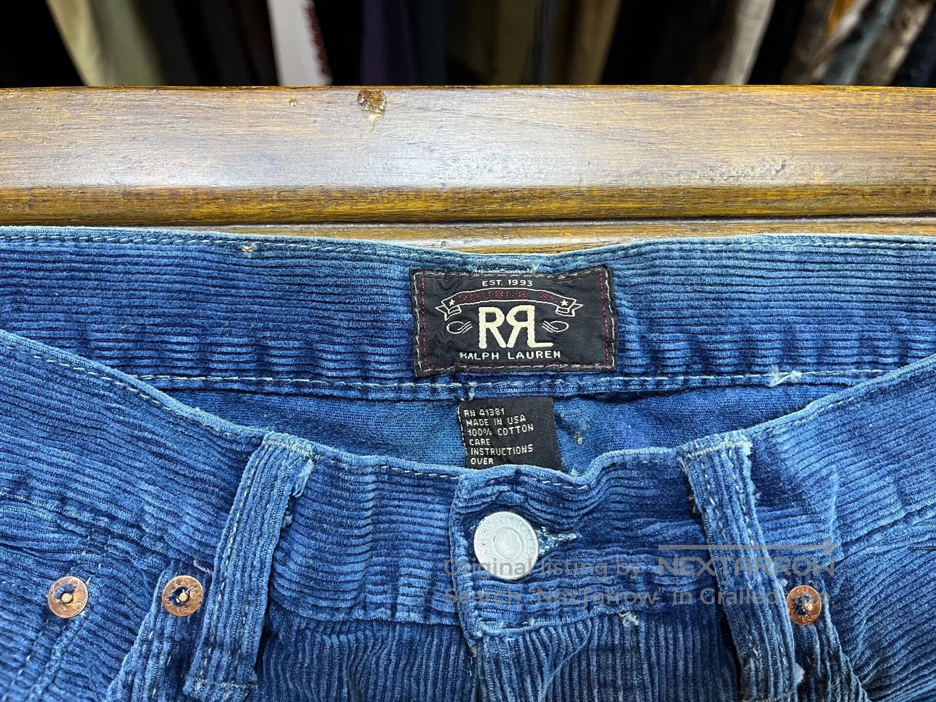 RRL Ralph Lauren Vintage Blue Corduroy Relaxed Pants. Size US 32 / EU 48 - 3 Thumbnail