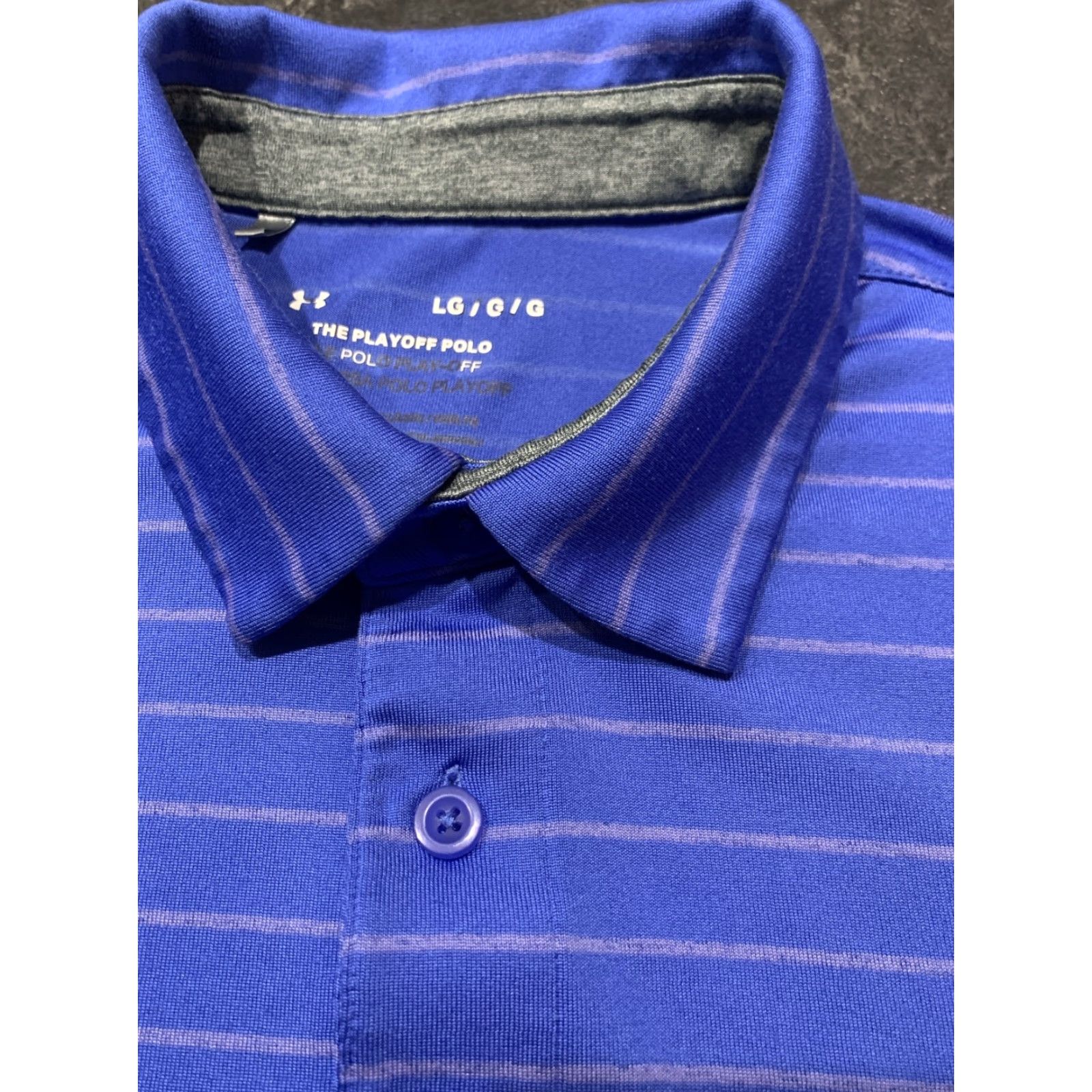 Under Armour VINTAGE Under Armour Polo Shirt Golf Performance Striped Blue Men's Large L Short Sleeve Polo Collared Logo Breathable Athletic Sports Polo Size US L / EU 52-54 / 3 - 6 Thumbnail