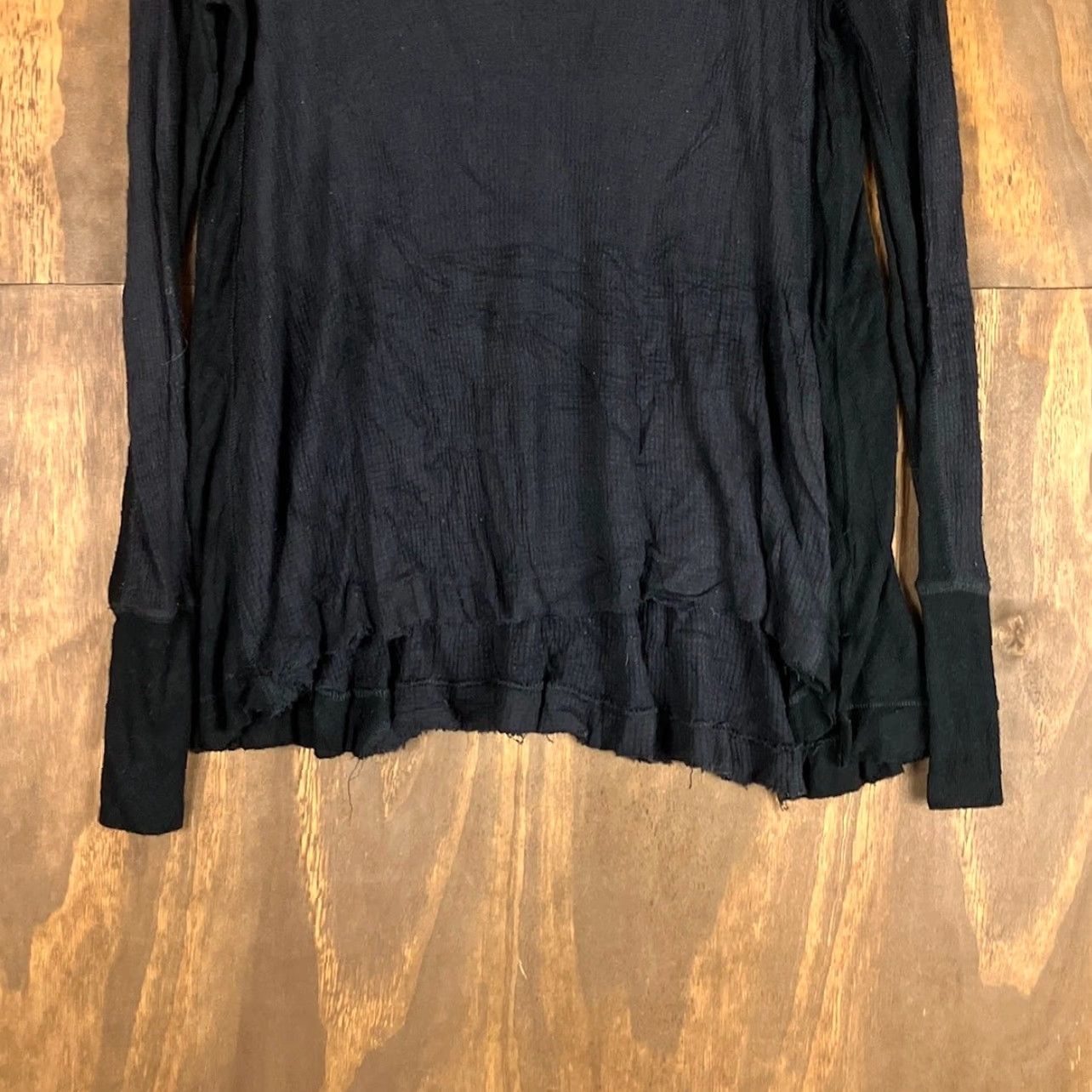 Vintage We The Free Womens Shirt Black Thermal Waffle Scoop Neck Long Sleeve XS Size XS / US 0-2 / IT 36-38 - 3 Thumbnail