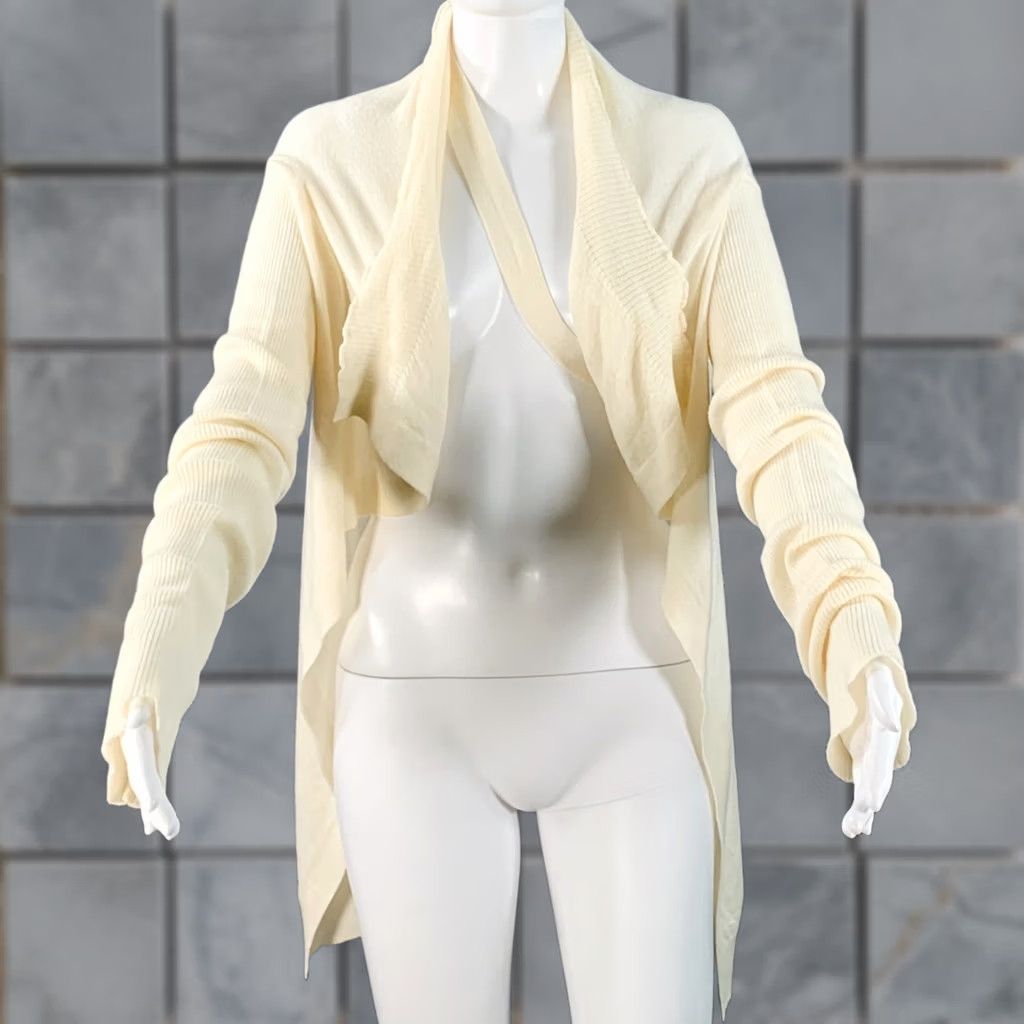 Rick Owens RICK OWENS Vintage SS08 Cream Merino Wool Knit Distressed Cardigan - Womens M Cardigan Knit Wool Cream Distressed SS08 Vintage Size M / US 6-8 / IT 42-44 - 1 Thumbnail