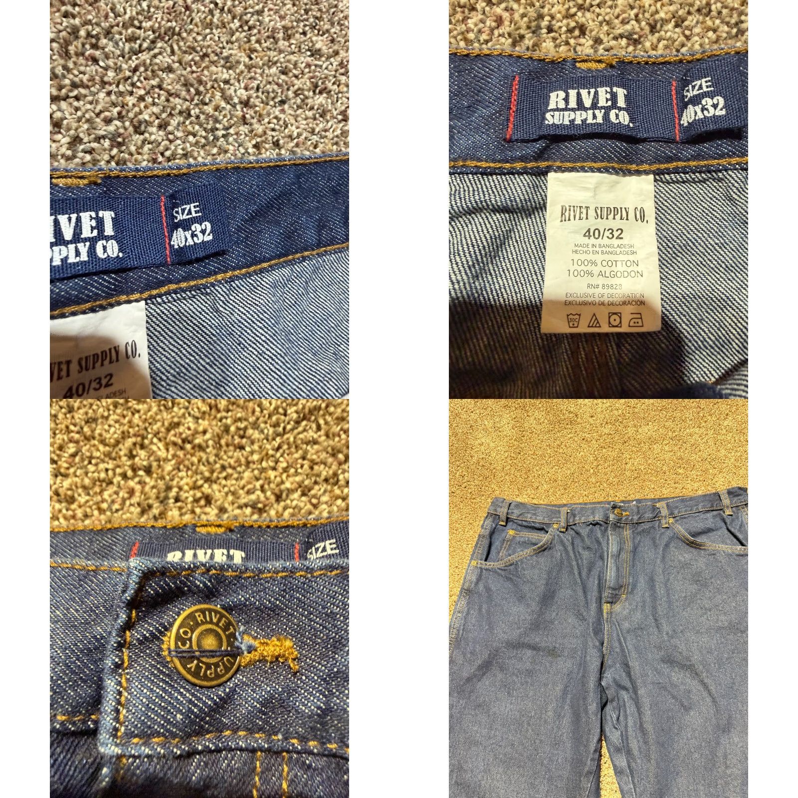 Vintage Rivet Jeans Men 40 Blue Denim 40X32 Lot Of 2 EUC Bootcut Straight 5-Pocket Regular 32 In Inseam Seasonal Spring Summer Fall Winter Mens Jeans 40x32 Size US 40 / EU 56 - 8 Thumbnail
