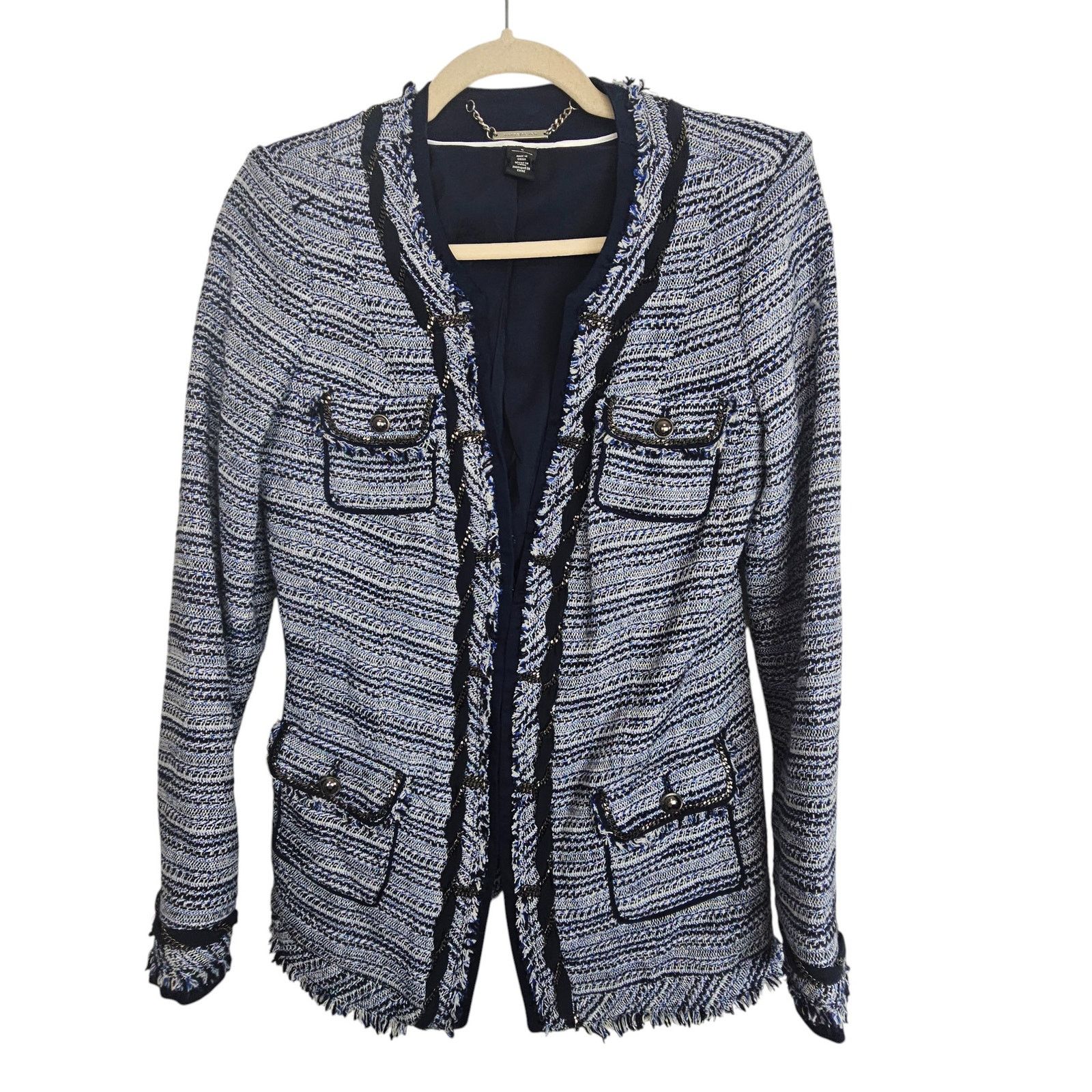 White House Black Market White House Black Market Womens Tweed Blazer Size 6 Fringe Size M / US 6-8 / IT 42-44 - 1 Thumbnail