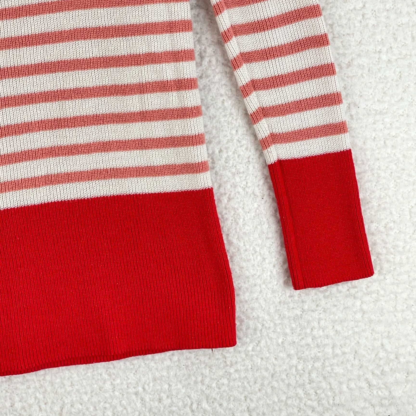 Ann Taylor Ann Taylor LOFT Orange Striped Knit Pullover Sweater Womens Crew Neck Size M Size M / US 6-8 / IT 42-44 - 4 Thumbnail