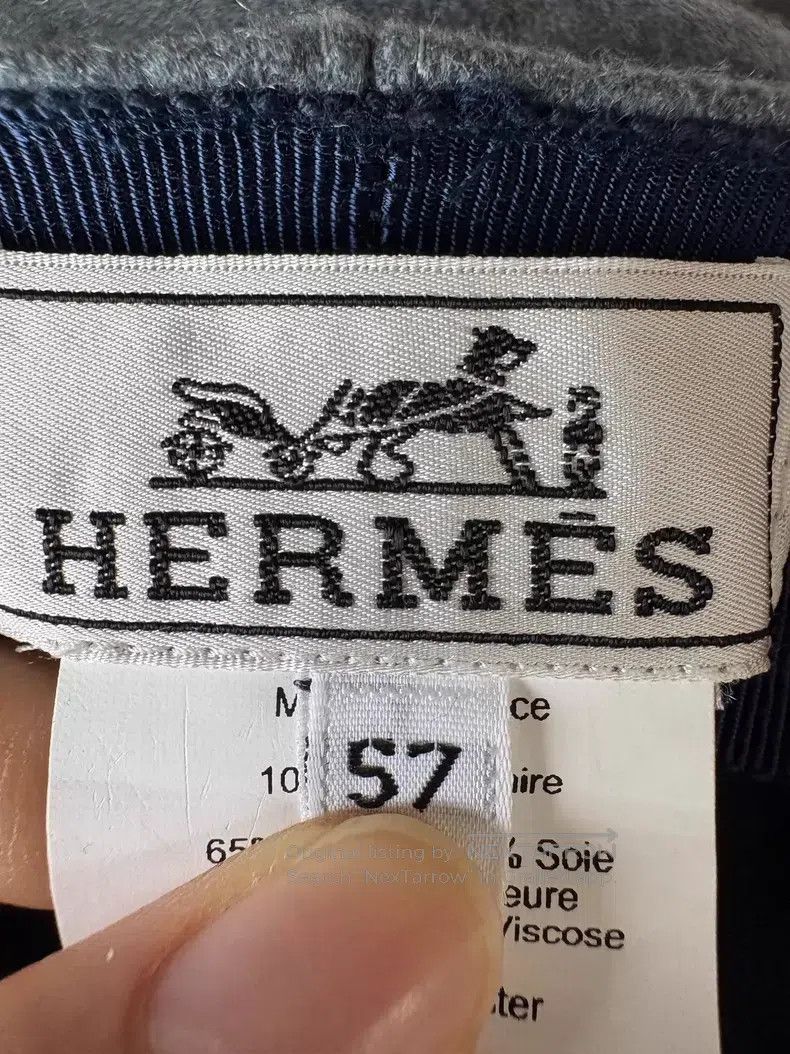 Hermes Hermes size 57 Blue Gray Silver Buckle Cashmere Newsboy Cap Size ONE SIZE - 6 Thumbnail