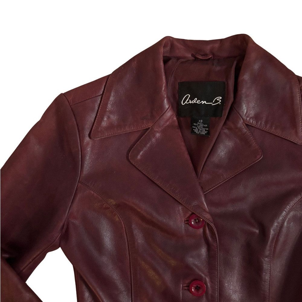 Other Arden B. Y2K Oxblood Women's Leather Jacket Blazer Size XS / US 0-2 / IT 36-38 - 2 Thumbnail
