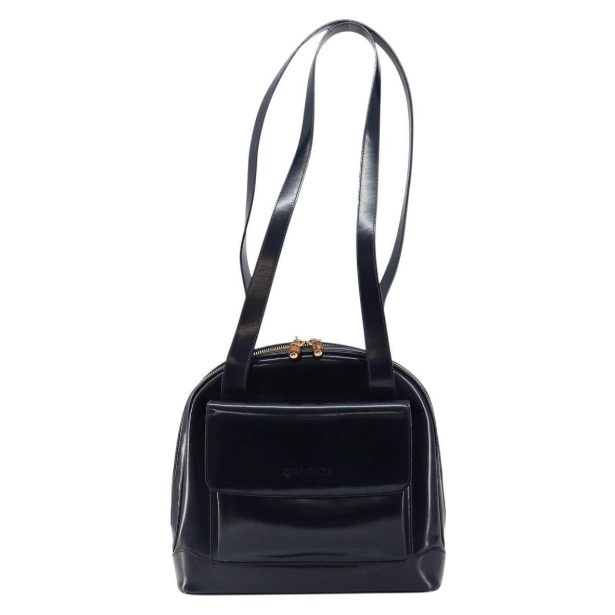 Gucci GUCCI Bamboo Shoulder Bag Patent Leather Navy Gold 001 2113 Size ONE SIZE - 2 Thumbnail