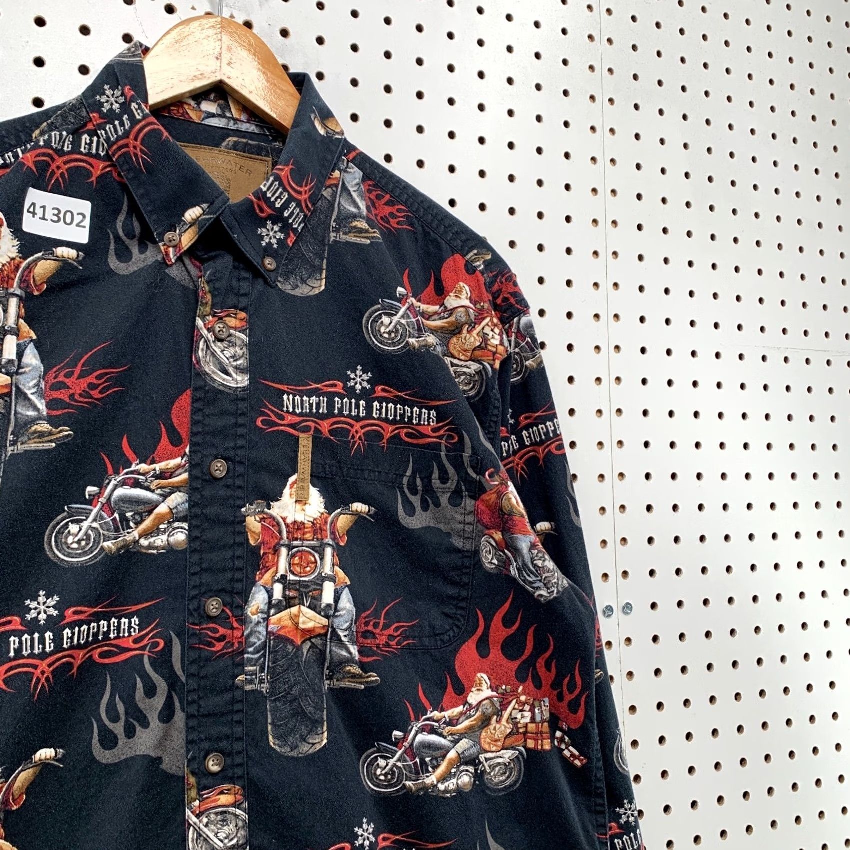 Vintage VINTAGE Clearwater Santa Motorcycle Shirt Mens Medium Black Flames Button Size US M / EU 48-50 / 2 - 7 Thumbnail