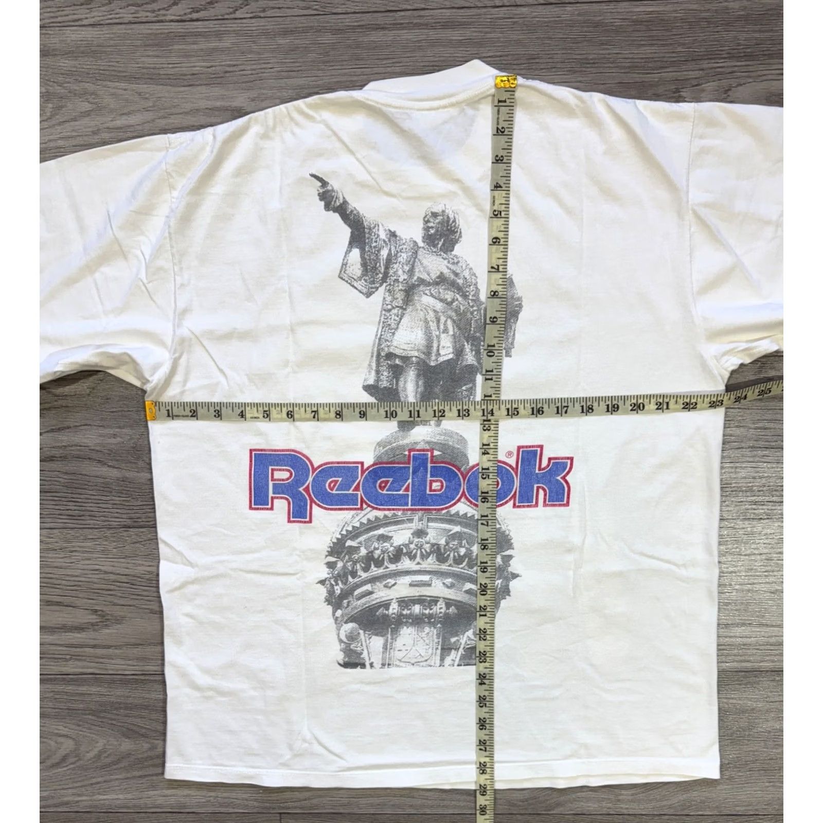 Reebok VINTAGE Reebok White Cotton Tee T-Shirt XL Men Shirt 1992 Statue Of Liberty USA 1492 1992 Mens White Cotton Tee Size US XL / EU 56 / 4 - 3 Thumbnail