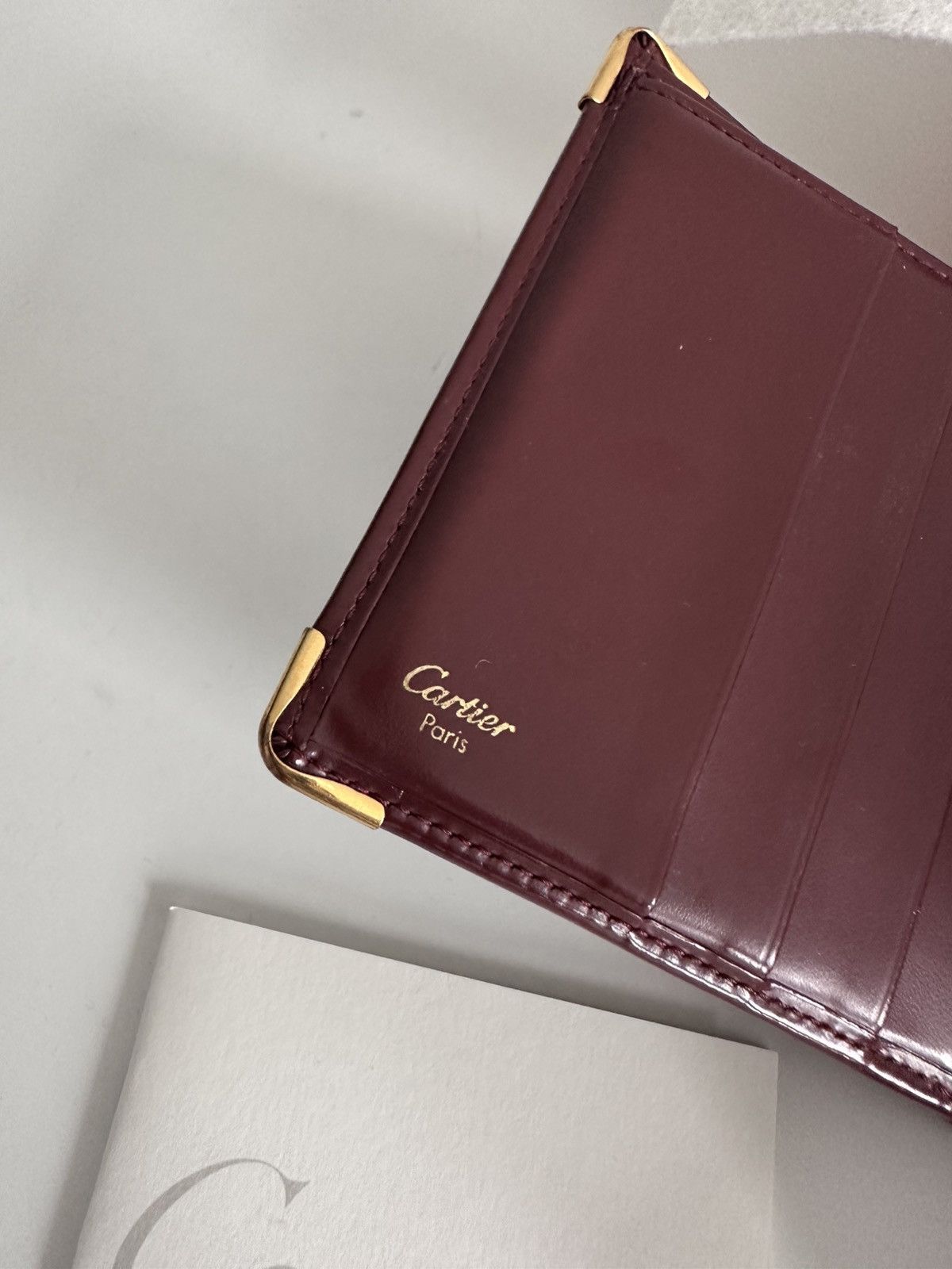 Cartier Vintage 90’s Cartier Red Burgundy Leather Bi Fold Wallet Size ONE SIZE - 3 Thumbnail