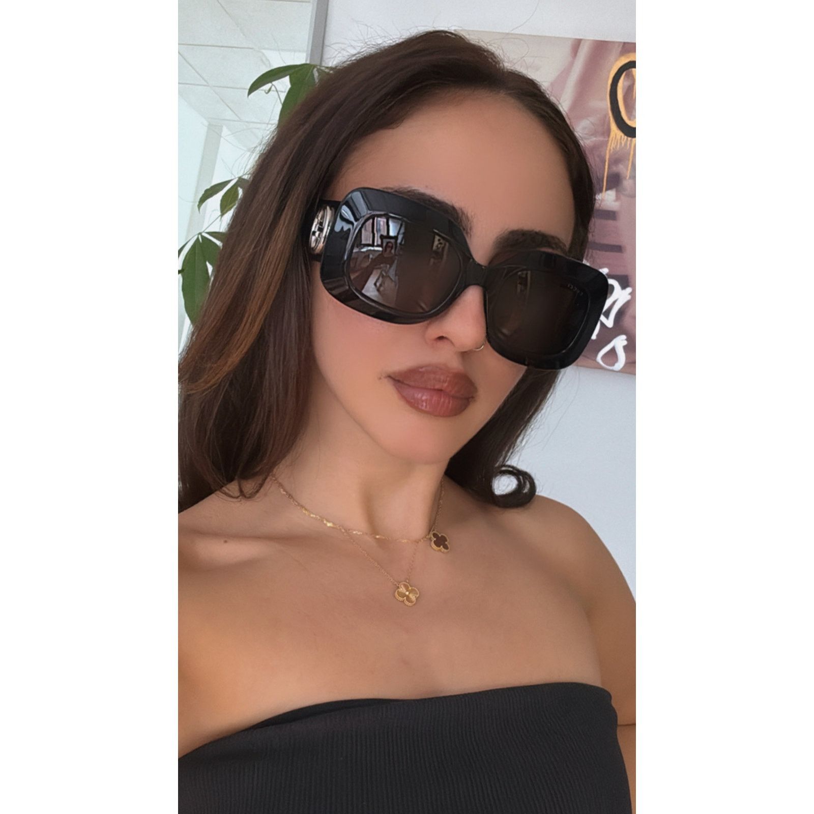 Gucci NEW Gucci GG1695S Black Thick Rim Square Logo Sunglasses Size ONE SIZE - 7 Thumbnail