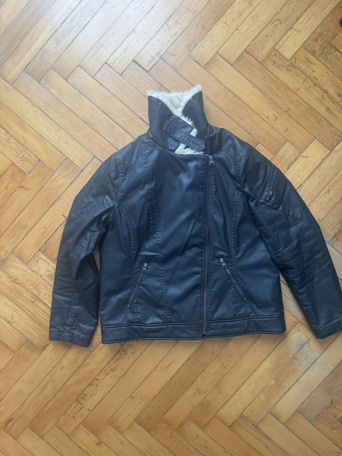 Vintage Biker waxed denim jacket with fake fur Size US M / EU 48-50 / 2 - 2 Thumbnail