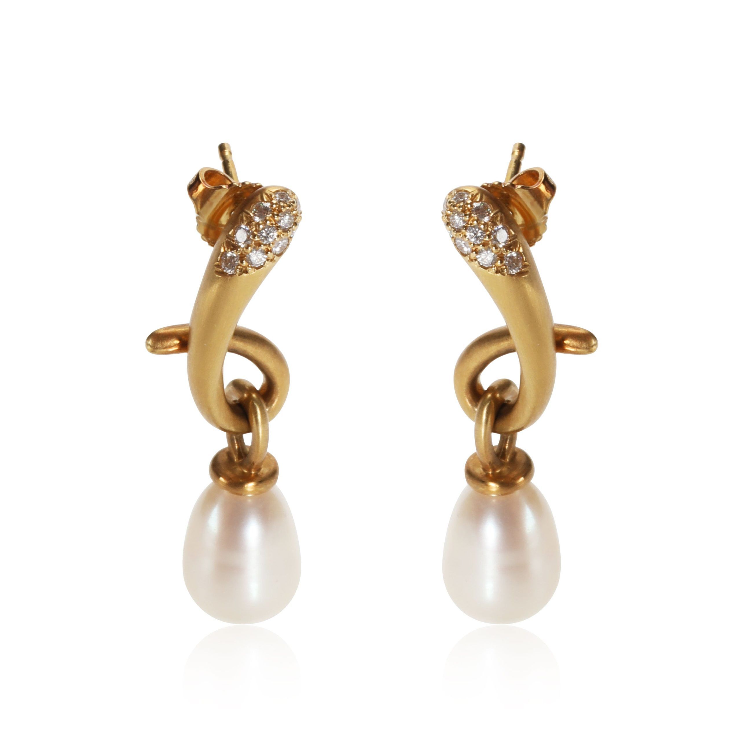 Other Angela Cummings Pacifica Pearl Diamond Drop Earring in 18K Yellow Gold 0.18 CTW Size ONE SIZE - 1 Thumbnail