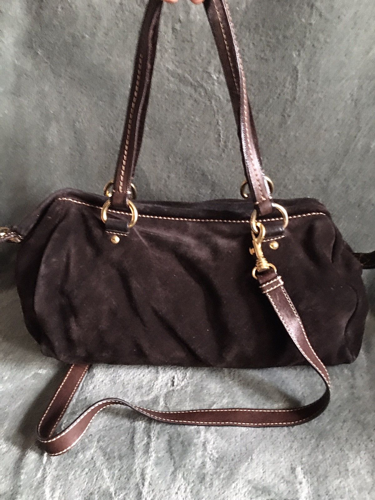 Car Shoe Car Shoe by PRADA Milano Brown Suede Shoulder Tote Bag Size ONE SIZE - 5 Thumbnail