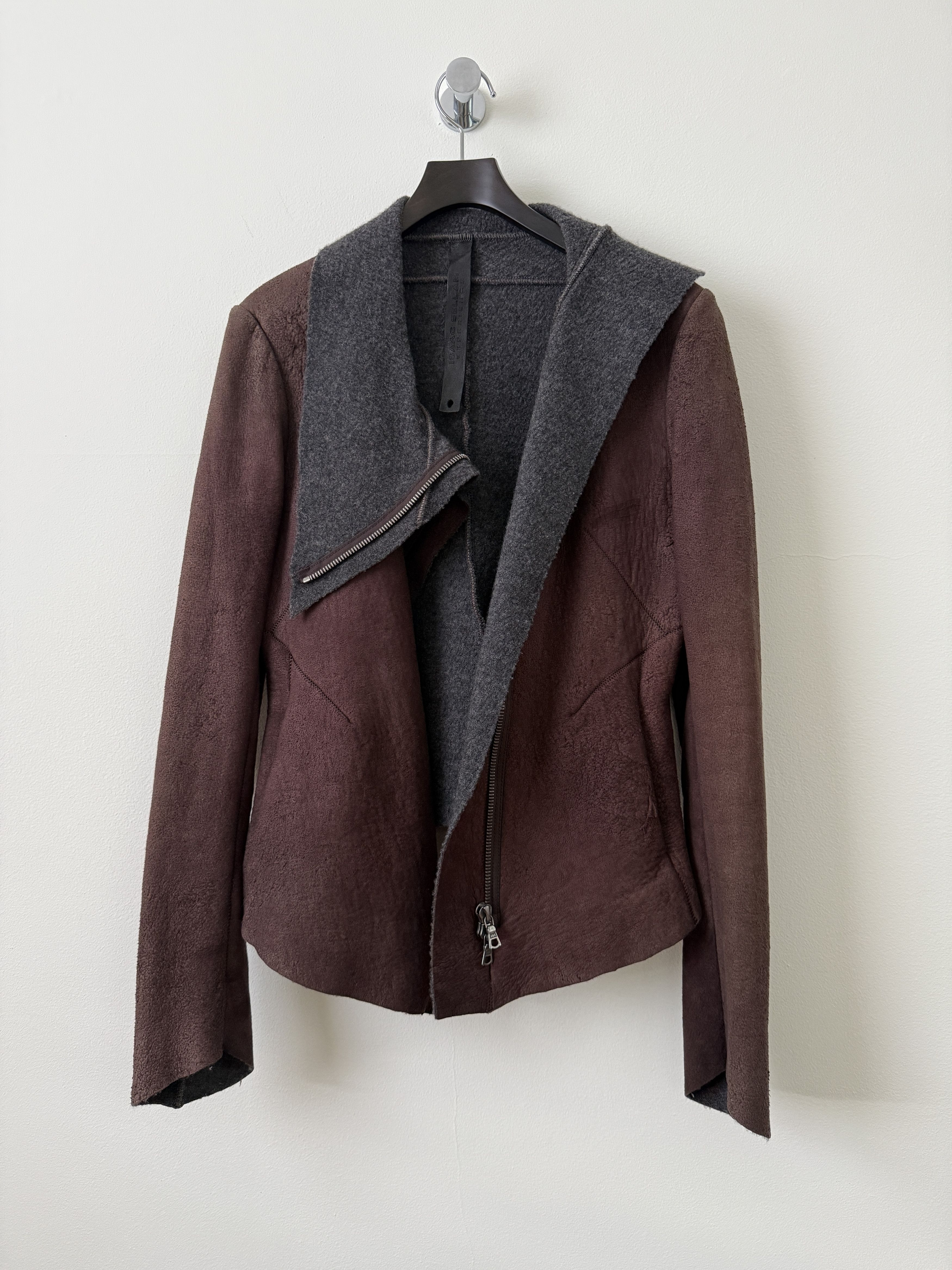 Isaac Sellam Experience Lambskin Leather Asymmetrical Wool Lined Jacket Size M / US 6-8 / IT 42-44 - 4 Thumbnail