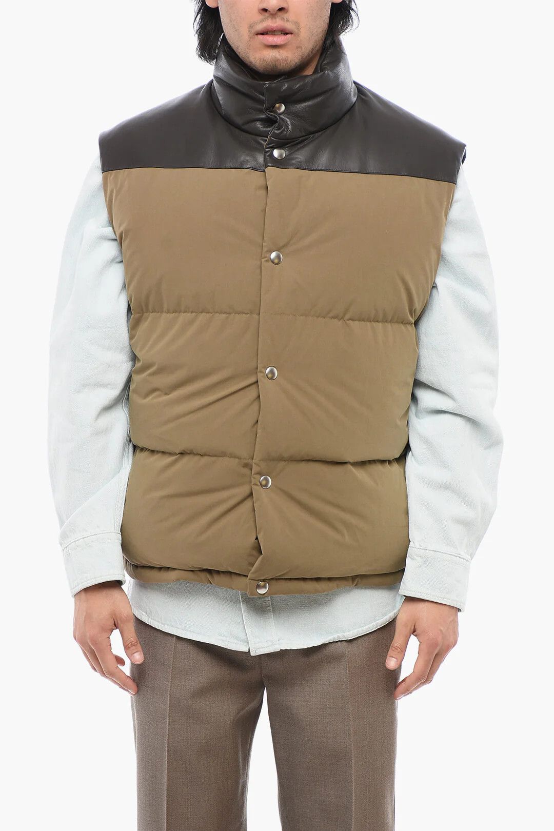Bottega Veneta og1mm0426 Cotton Sleeveless Puffer Vest in Brown Size US L / EU 52-54 / 3 - 1 Thumbnail