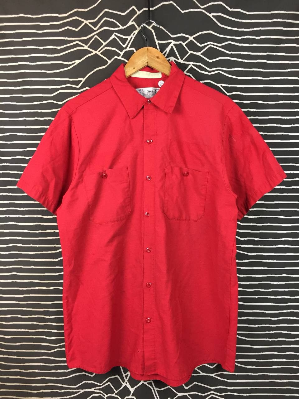 Vtg WearGuard Made in Usa Red Industrial Work Shirt