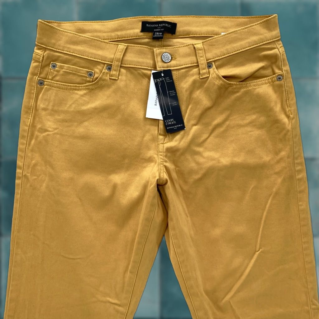 Banana Republic Banana Republic Skinny Ankle Pants Women's 28/6 Yellow Brushed Twill Stretch NWT Size 30" / US 8 / IT 44 - 1 Thumbnail